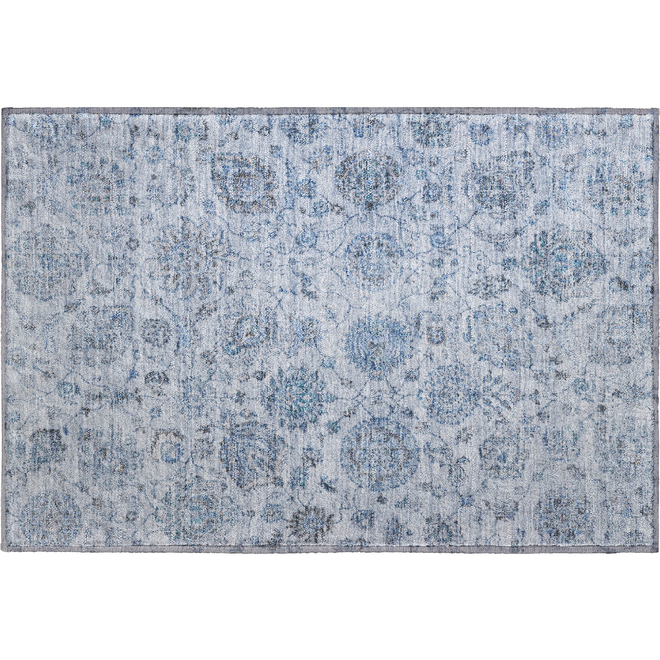 Oslo Machine Washable Transitional Blue Rug 1'8" x 2'6" #shape_Rectangle