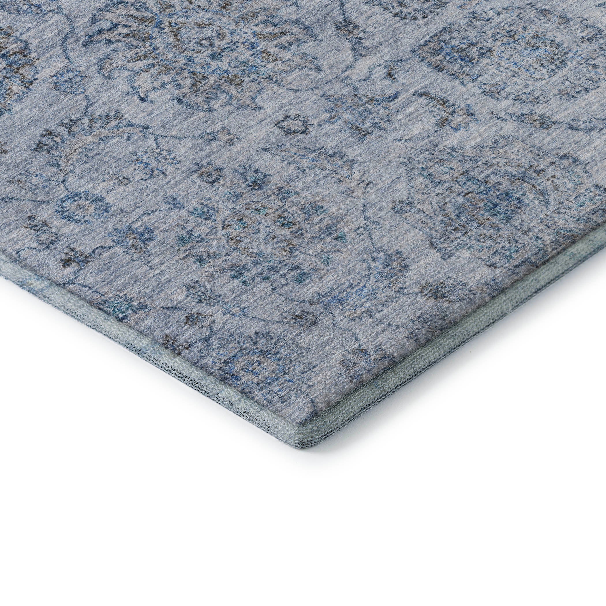Oslo Machine Washable Transitional Blue Rug 1'8" x 2'6" #shape_Rectangle