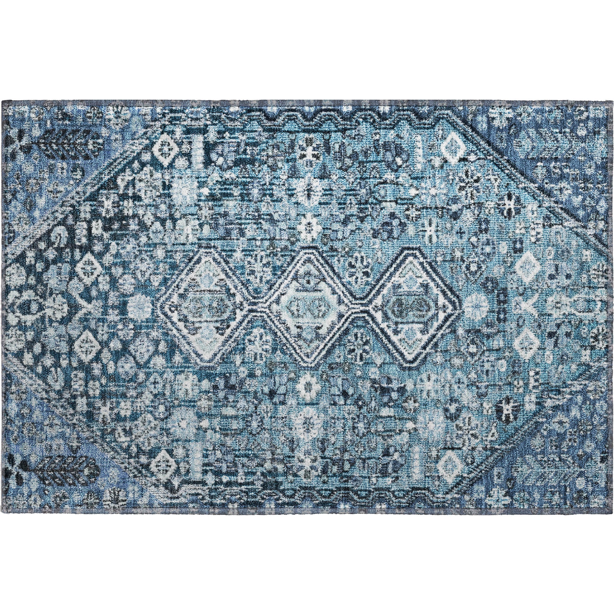 Chiang Mai Machine Washable Transitional Blue Rug 1'8" x 2'6" #shape_Rectangle