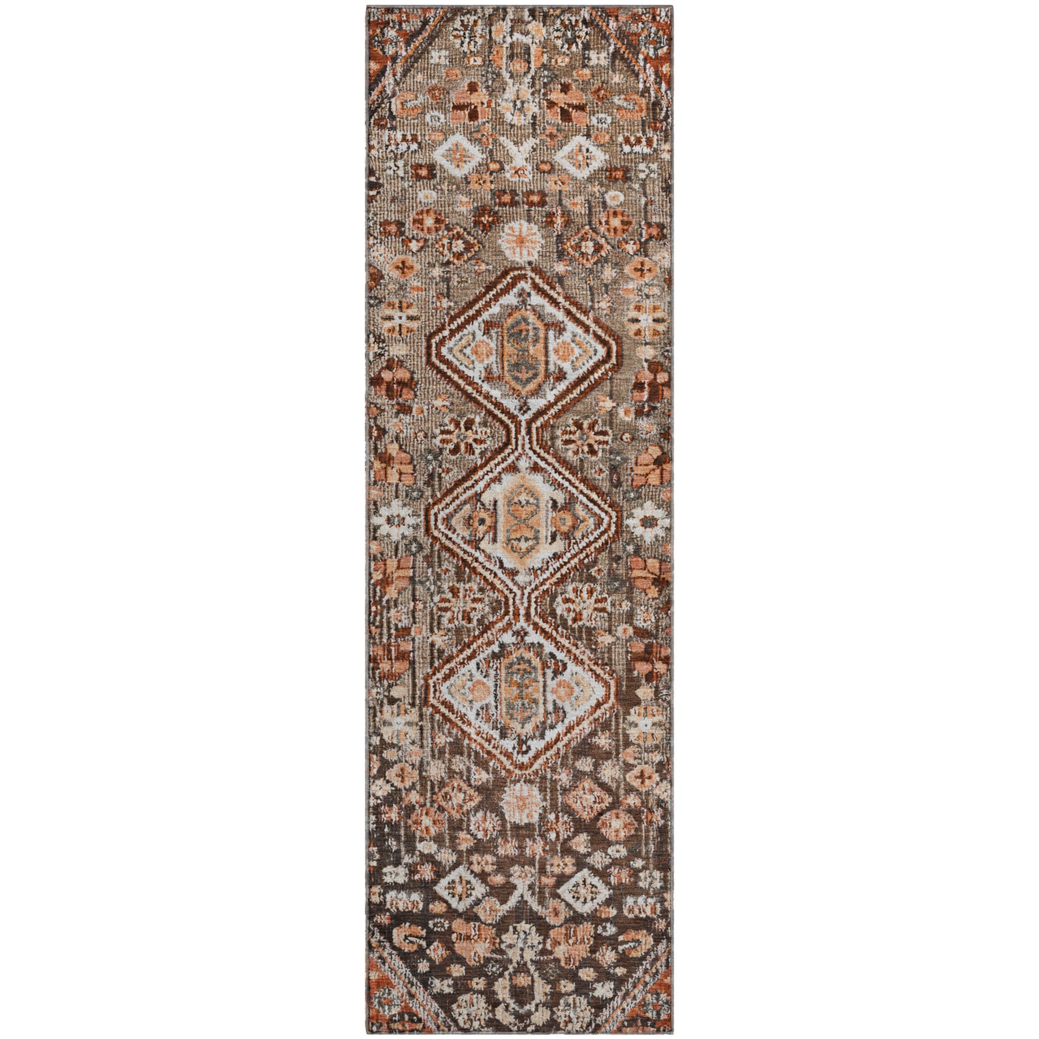 Chiang Mai Machine Washable Transitional Fudge Brown Rug 2'3" x 7'6" #shape_Runner