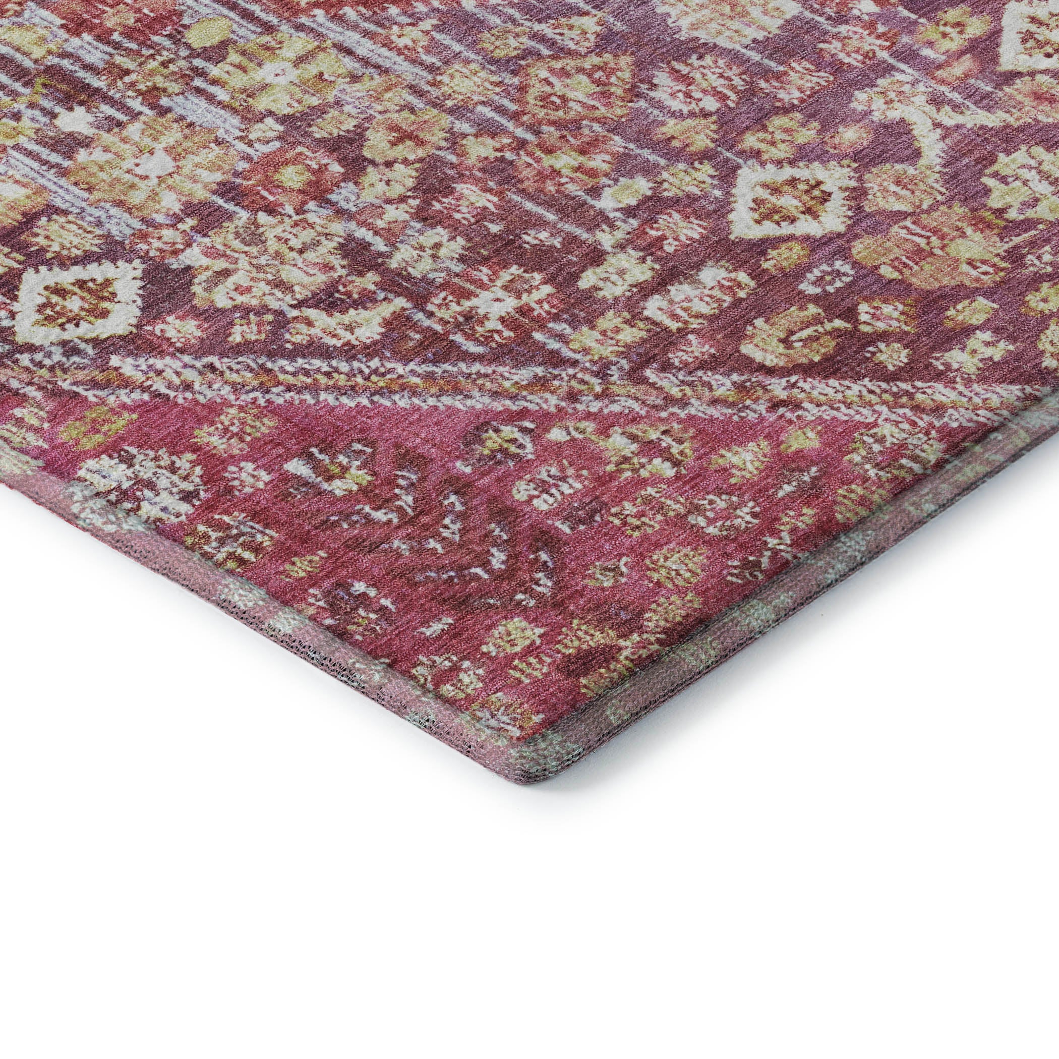 Chiang Mai Machine Washable Transitional Merlot Red Rug 1'8" x 2'6" #shape_Rectangle
