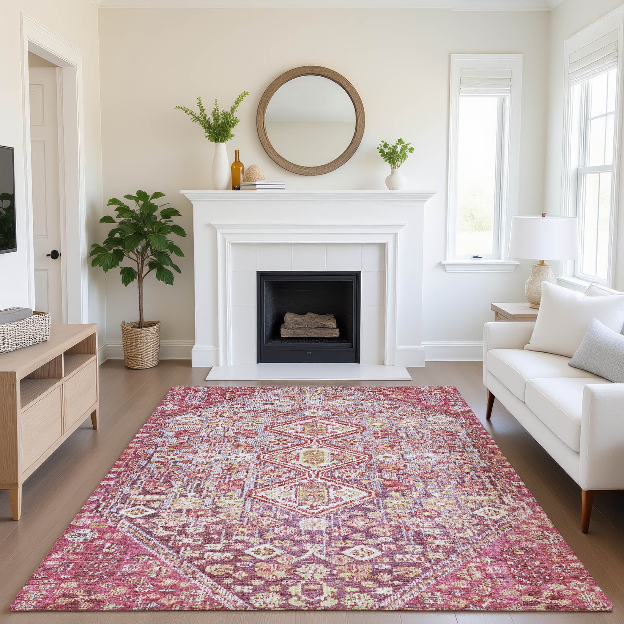 Chiang Mai Machine Washable Transitional Merlot Red Rug 2'6" x 3'10" #shape_Rectangle