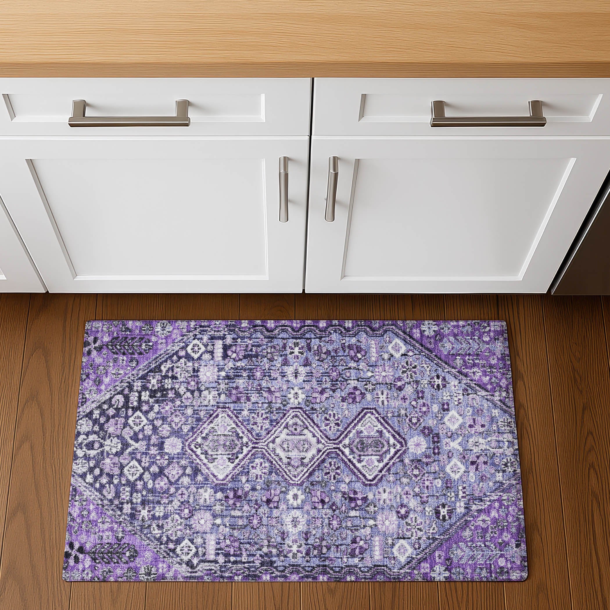Chiang Mai Machine Washable Transitional Purple Rug 1'8" x 2'6" #shape_Rectangle