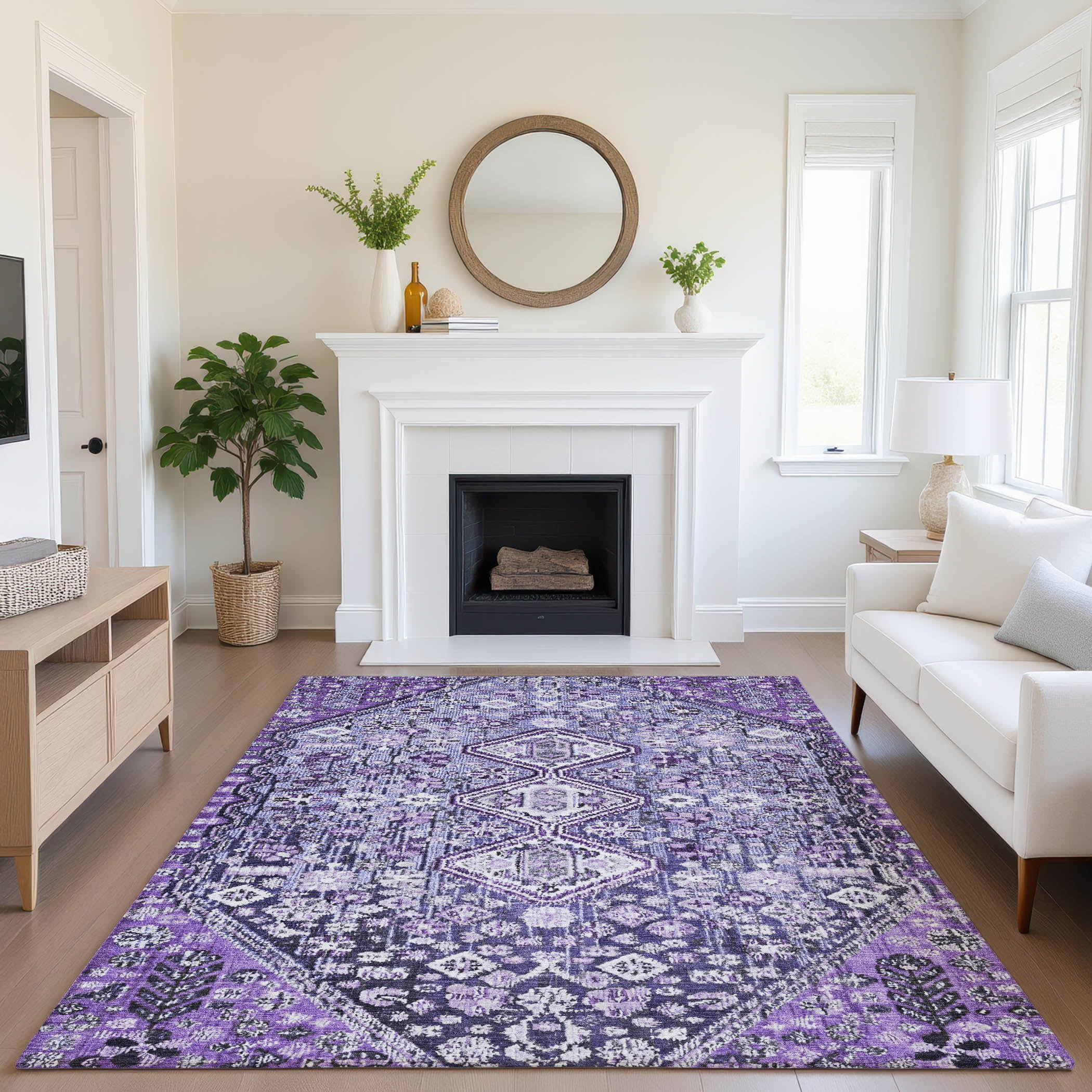 Chiang Mai Machine Washable Transitional Purple Rug 2'6" x 3'10" #shape_Rectangle
