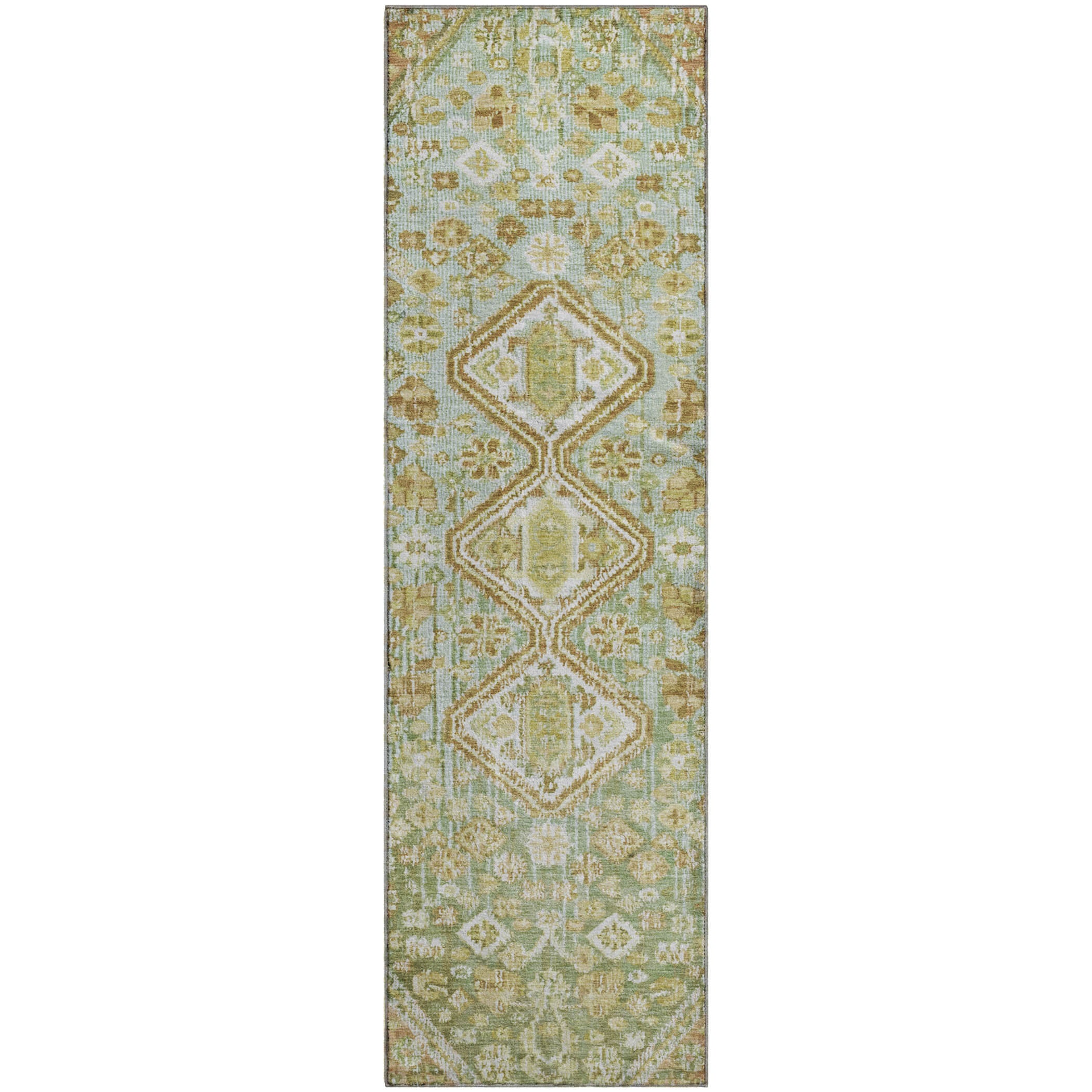 Chiang Mai Machine Washable Transitional Sage Green Rug 2'3" x 7'6" #shape_Runner
