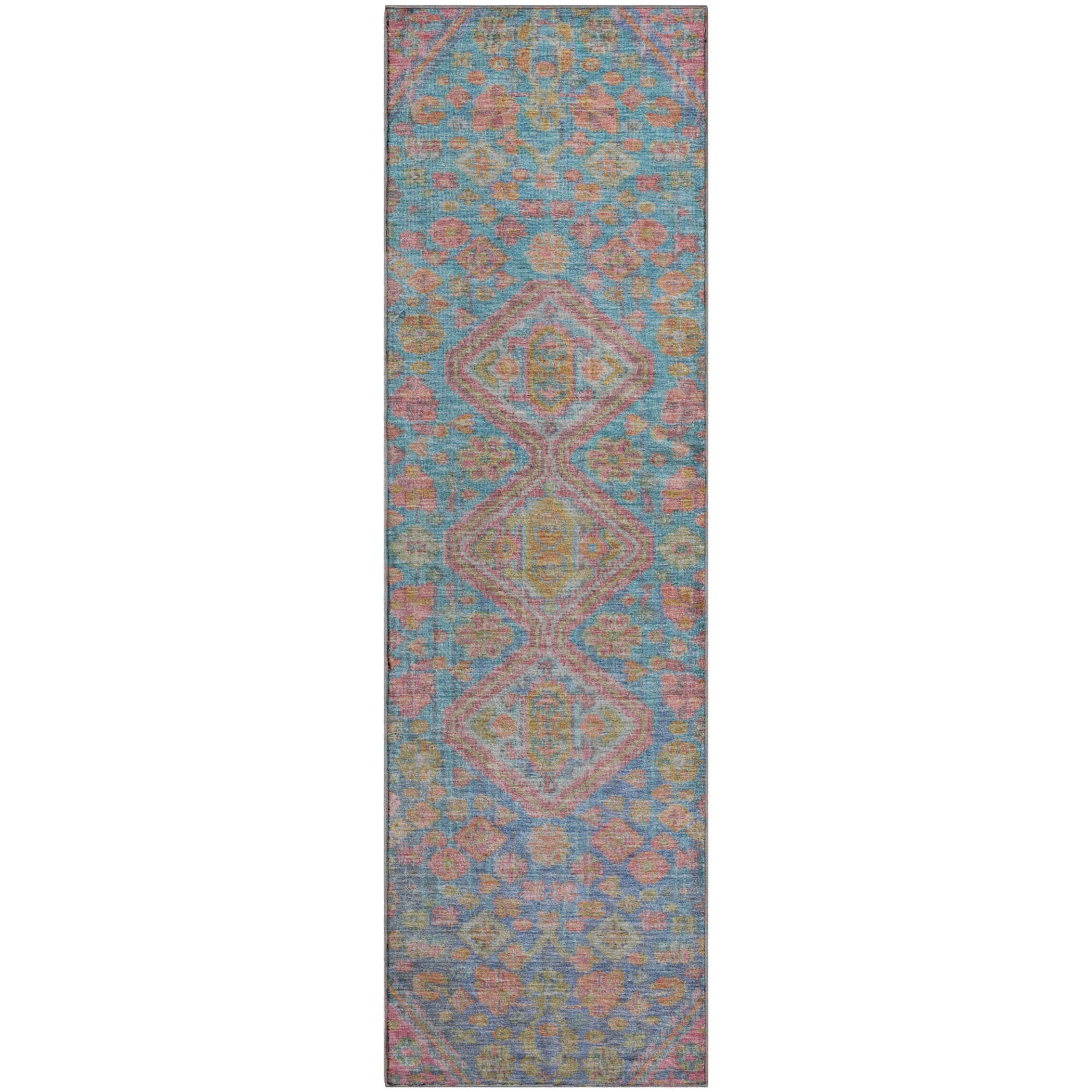 Chiang Mai Machine Washable Transitional Sky Blue Rug 2'3" x 7'6" #shape_Runner