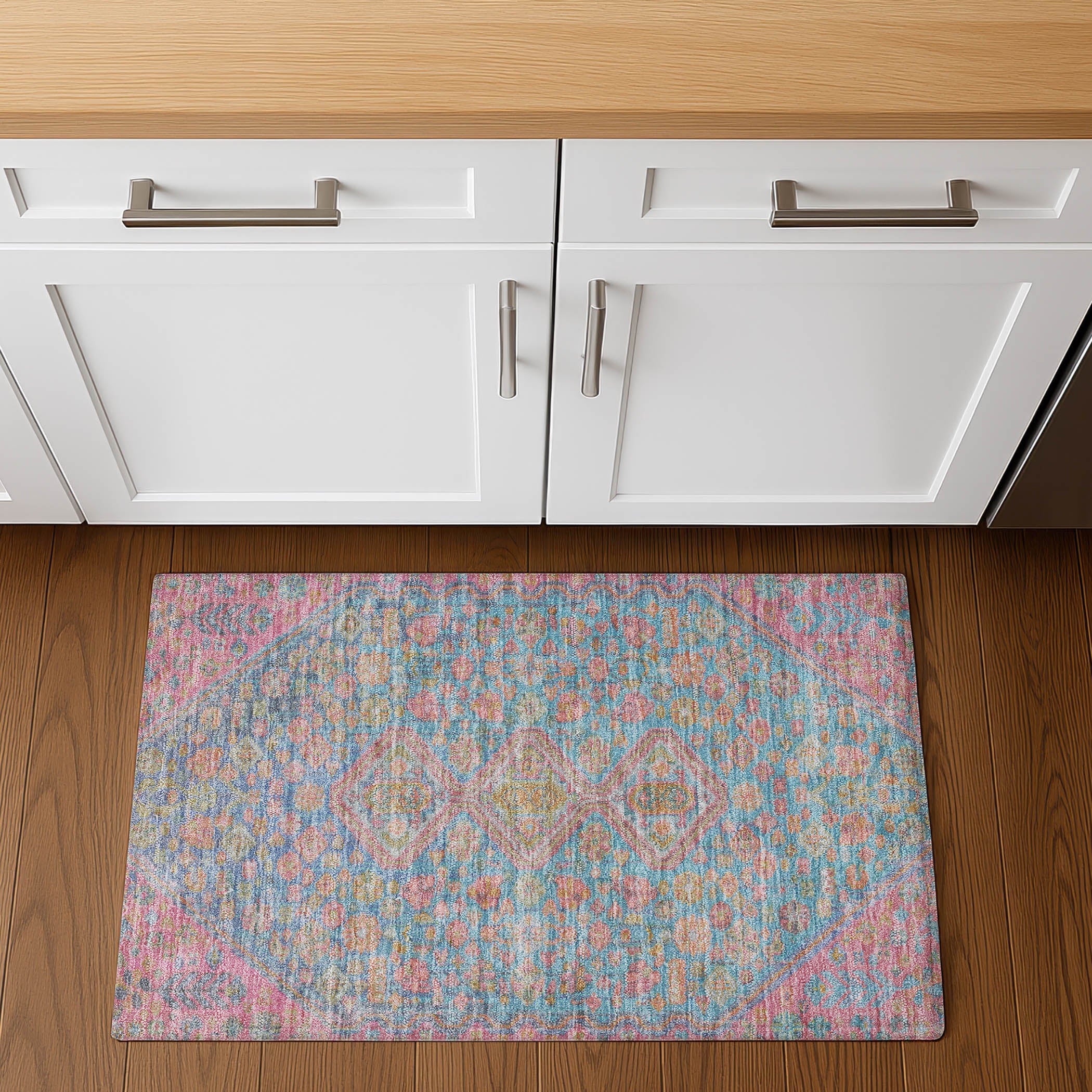Chiang Mai Machine Washable Transitional Sky Blue Rug 1'8" x 2'6" #shape_Rectangle
