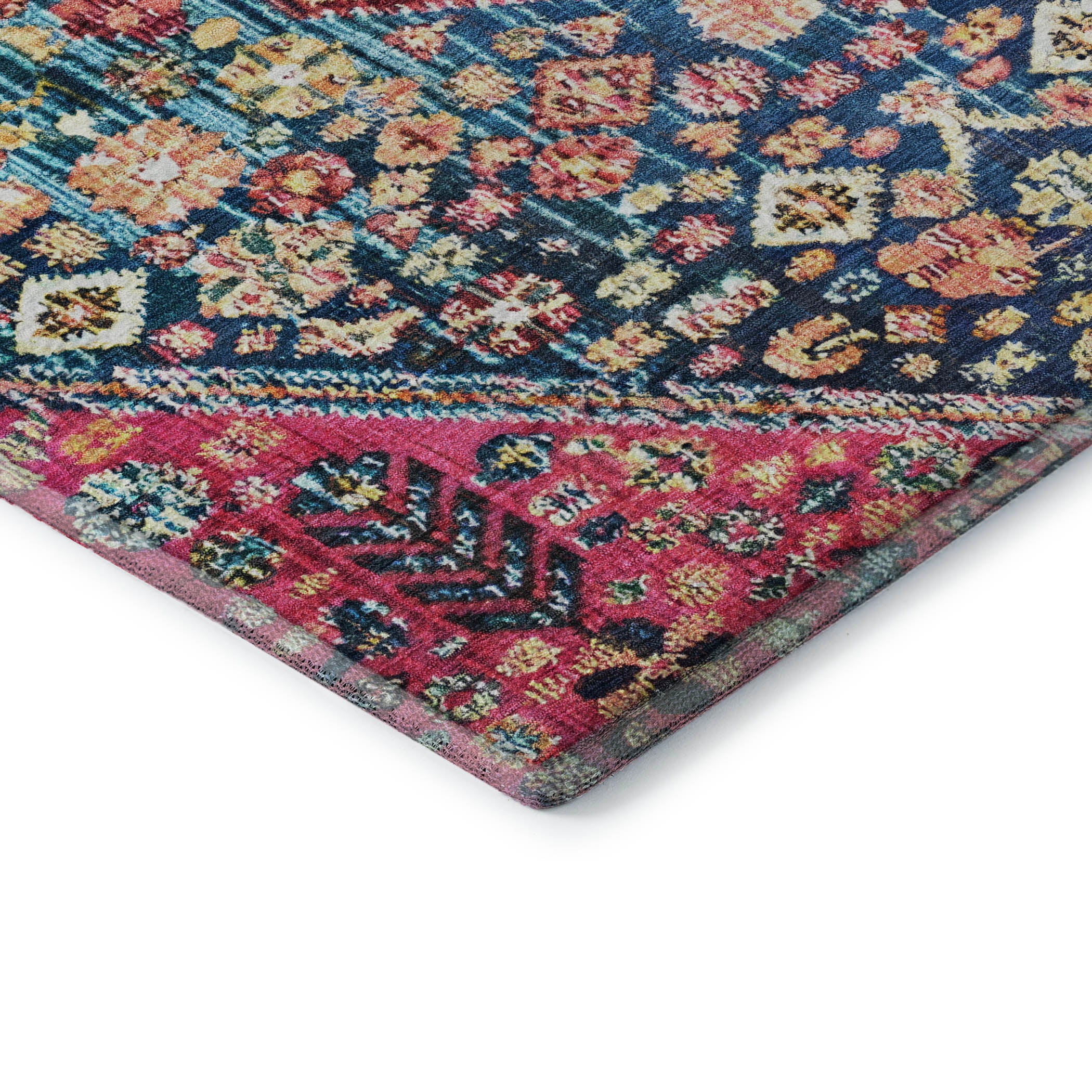 Chiang Mai Machine Washable Transitional Teal Rug 1'8" x 2'6" #shape_Rectangle