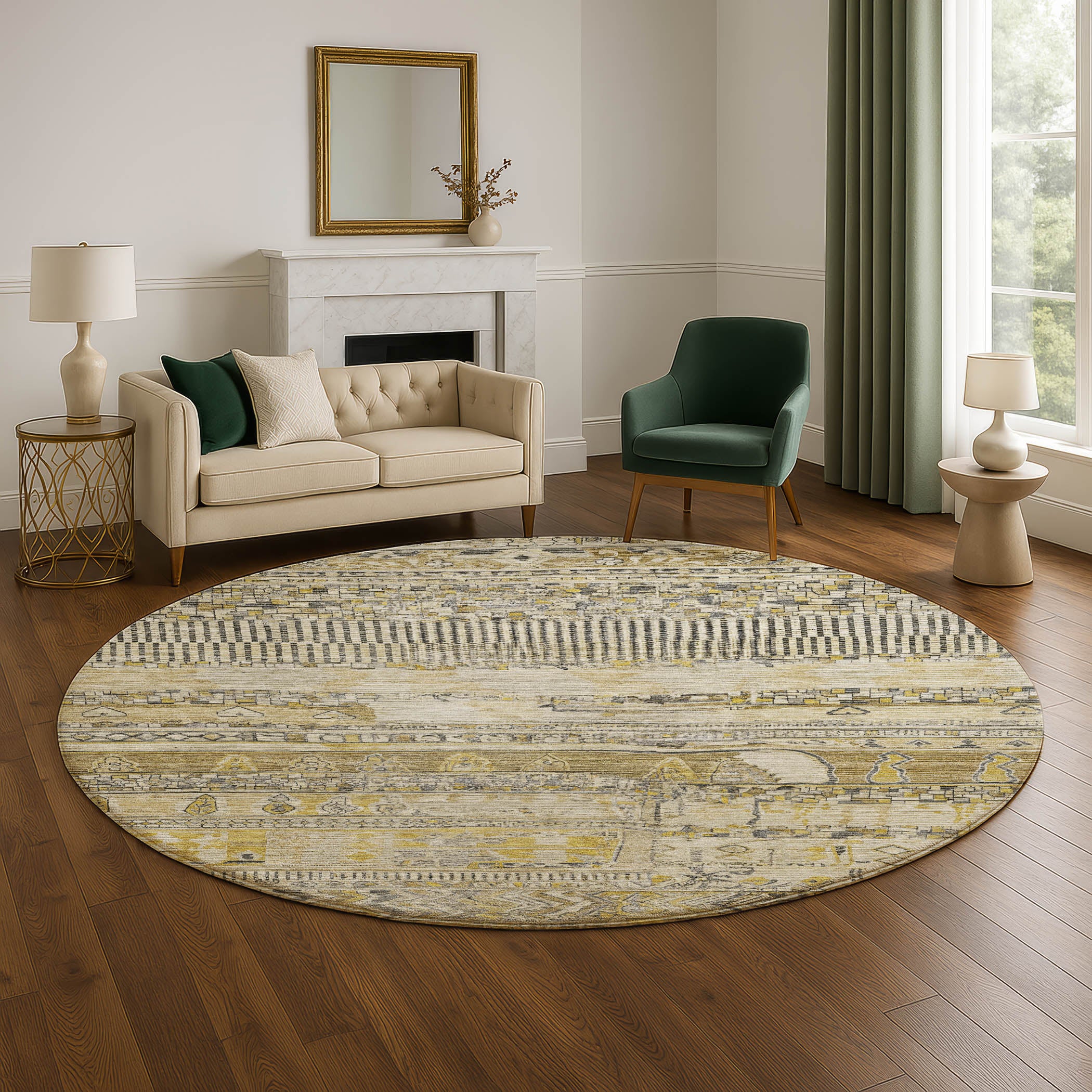Jaipur Machine Washable Transitional Brown Rug 8' x 8' #shape_Round
