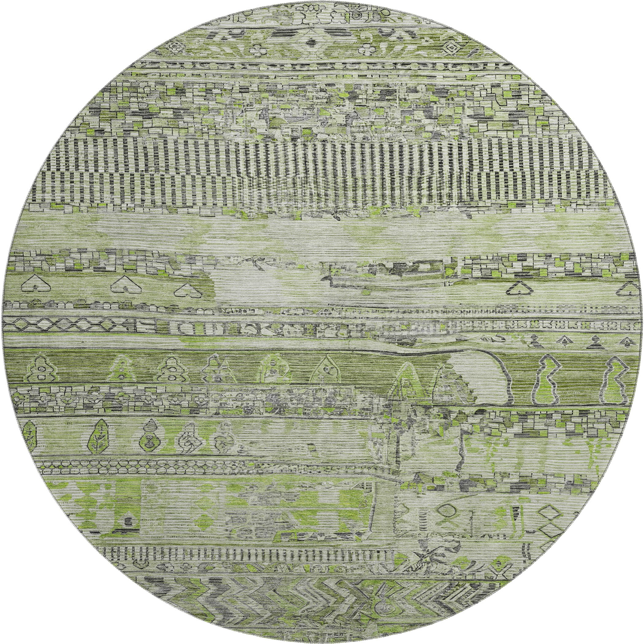 Jaipur Machine Washable Transitional Olive Green Rug 8' x 8' #shape_Round