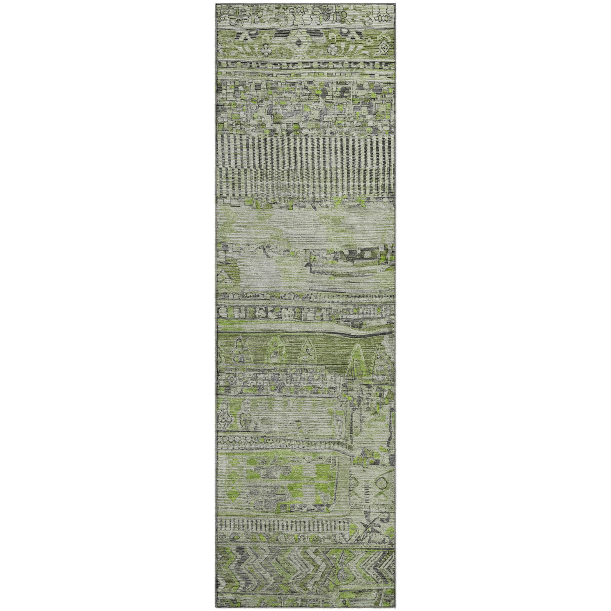 Jaipur Machine Washable Transitional Olive Green Rug 2'3" x 7'6" #shape_Runner