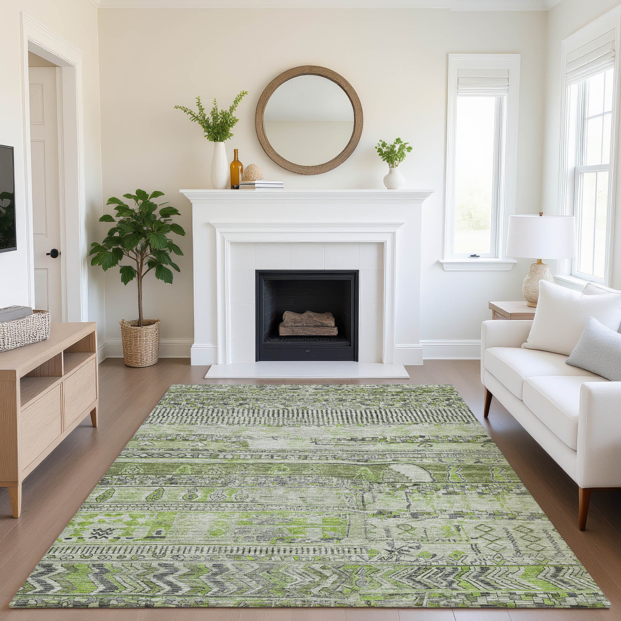 Jaipur Machine Washable Transitional Olive Green Rug 2'6" x 3'10" #shape_Rectangle