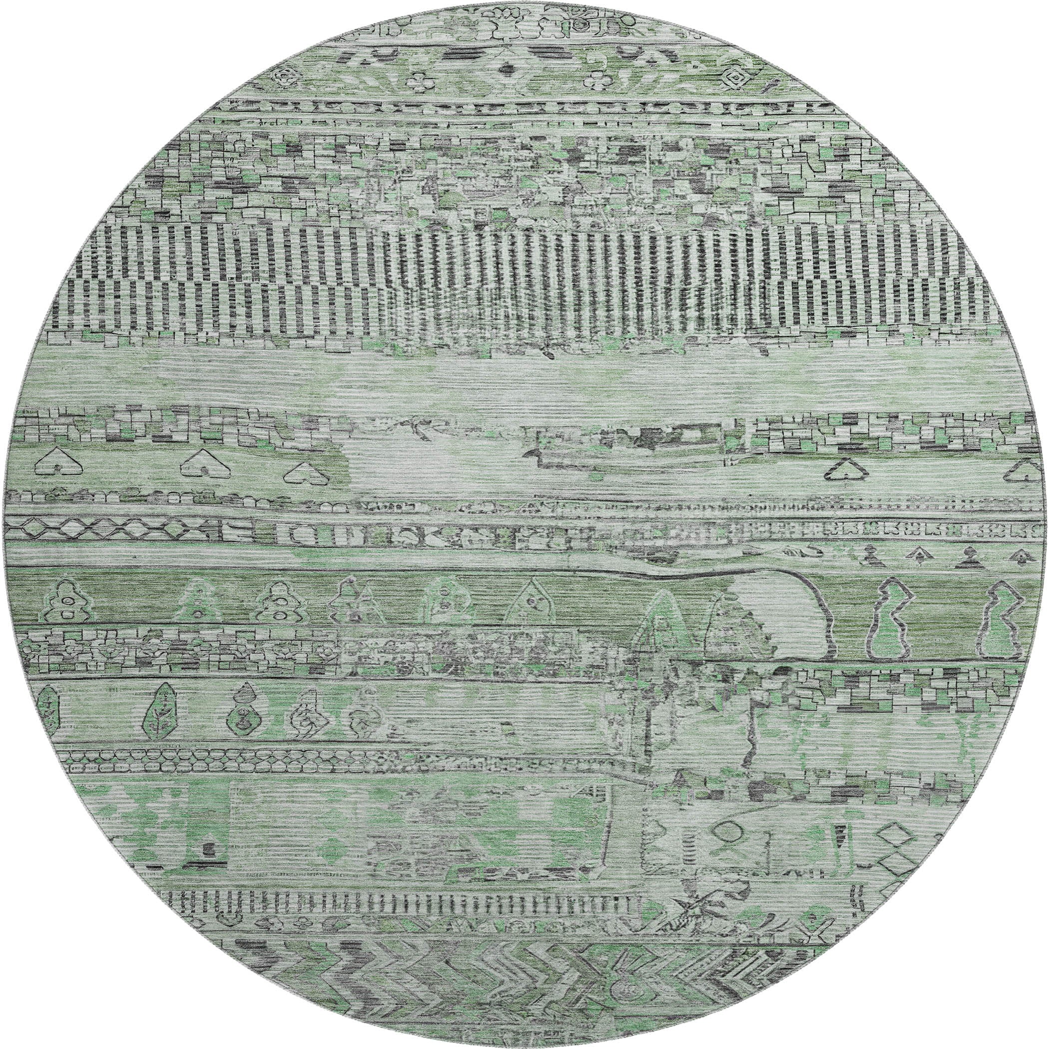 Jaipur Machine Washable Transitional Sage Green Rug 8' x 8' #shape_Round