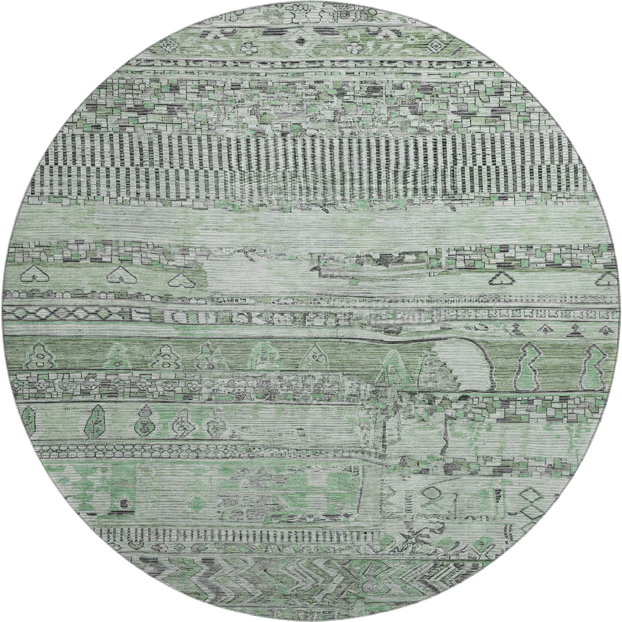 Jaipur Machine Washable Transitional Sage Green Rug 8' x 8' #shape_Round