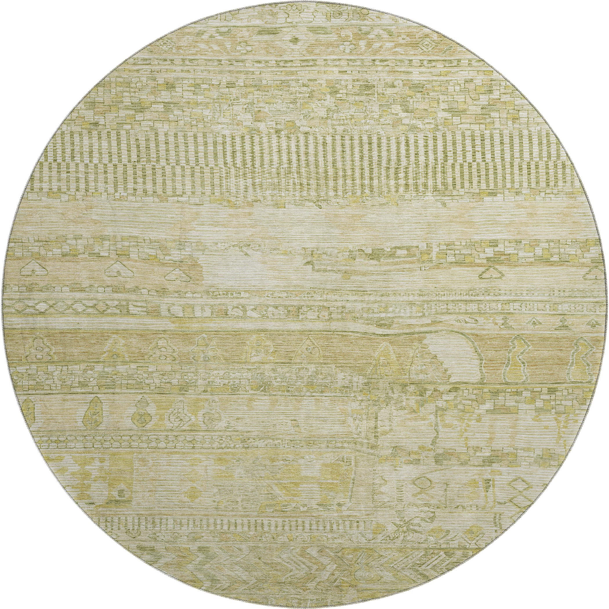 Jaipur Machine Washable Transitional Tan Brown Rug 8' x 8' #shape_Round