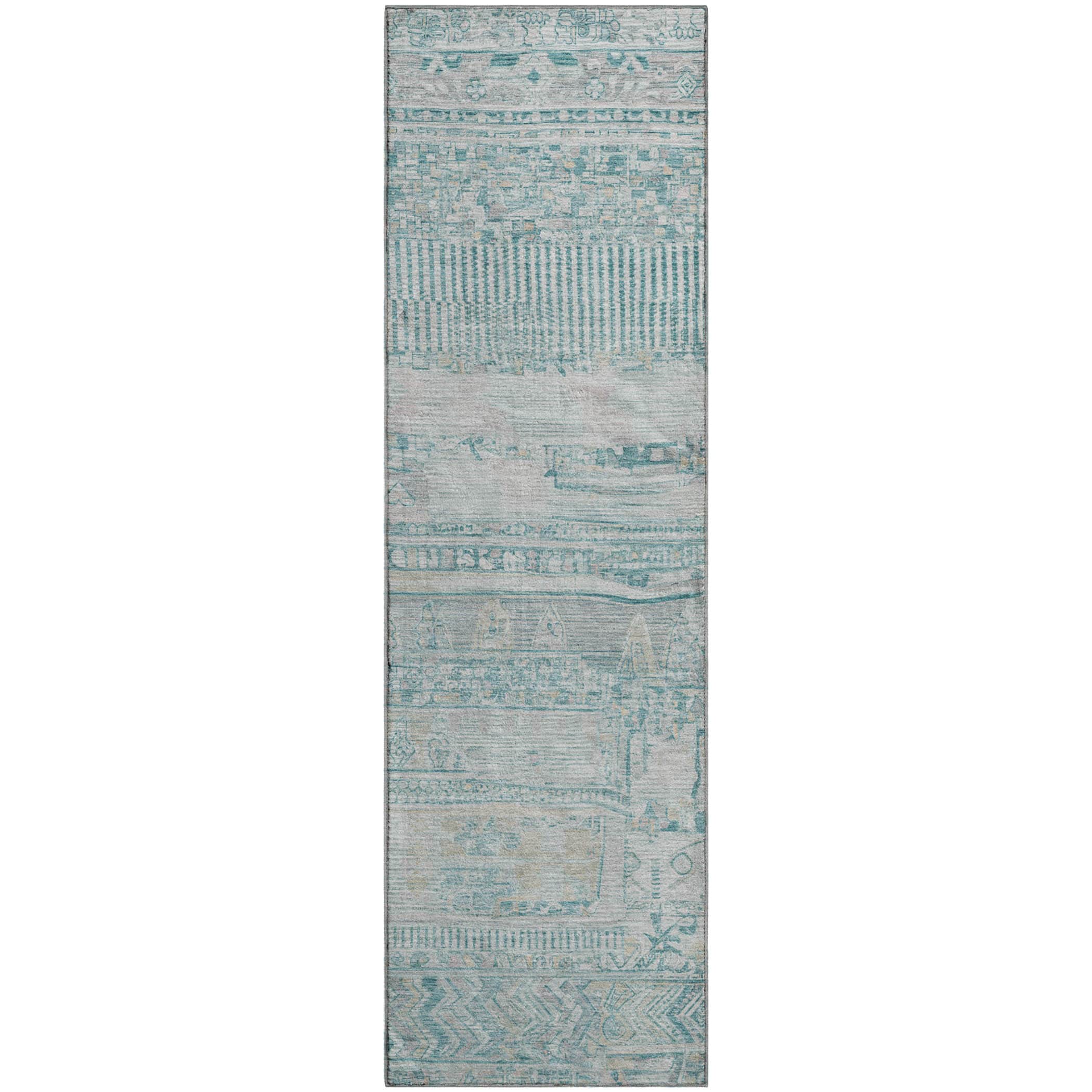 Jaipur Machine Washable Transitional Teal Rug 2'3" x 7'6" #shape_Runner