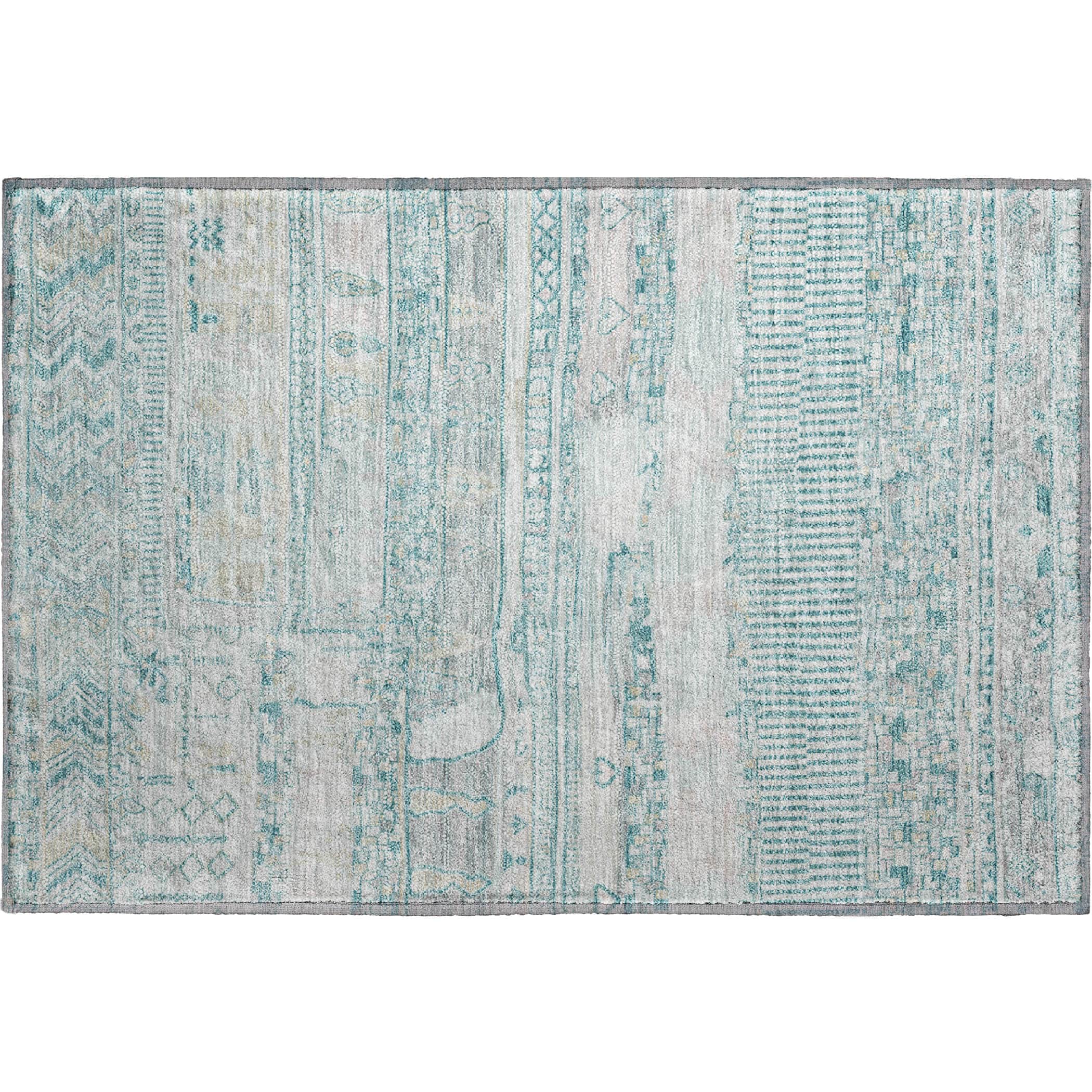 Jaipur Machine Washable Transitional Teal Rug 1'8" x 2'6" #shape_Rectangle