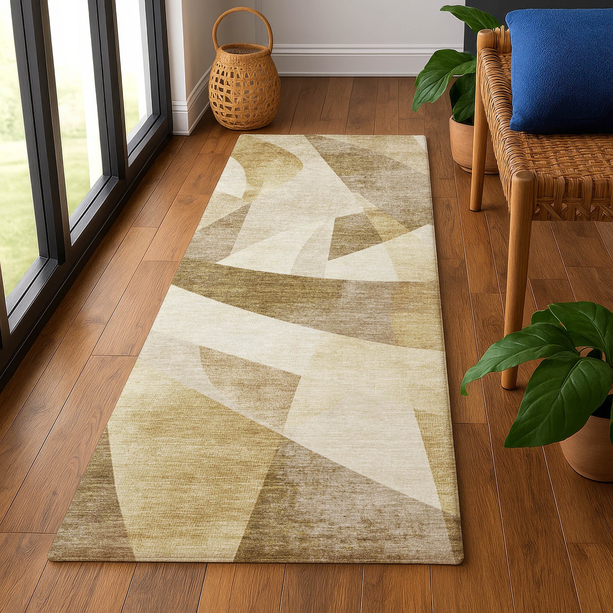 Chiang Mai Machine Washable Transitional Brown Rug 2'3" x 7'6" #shape_Runner