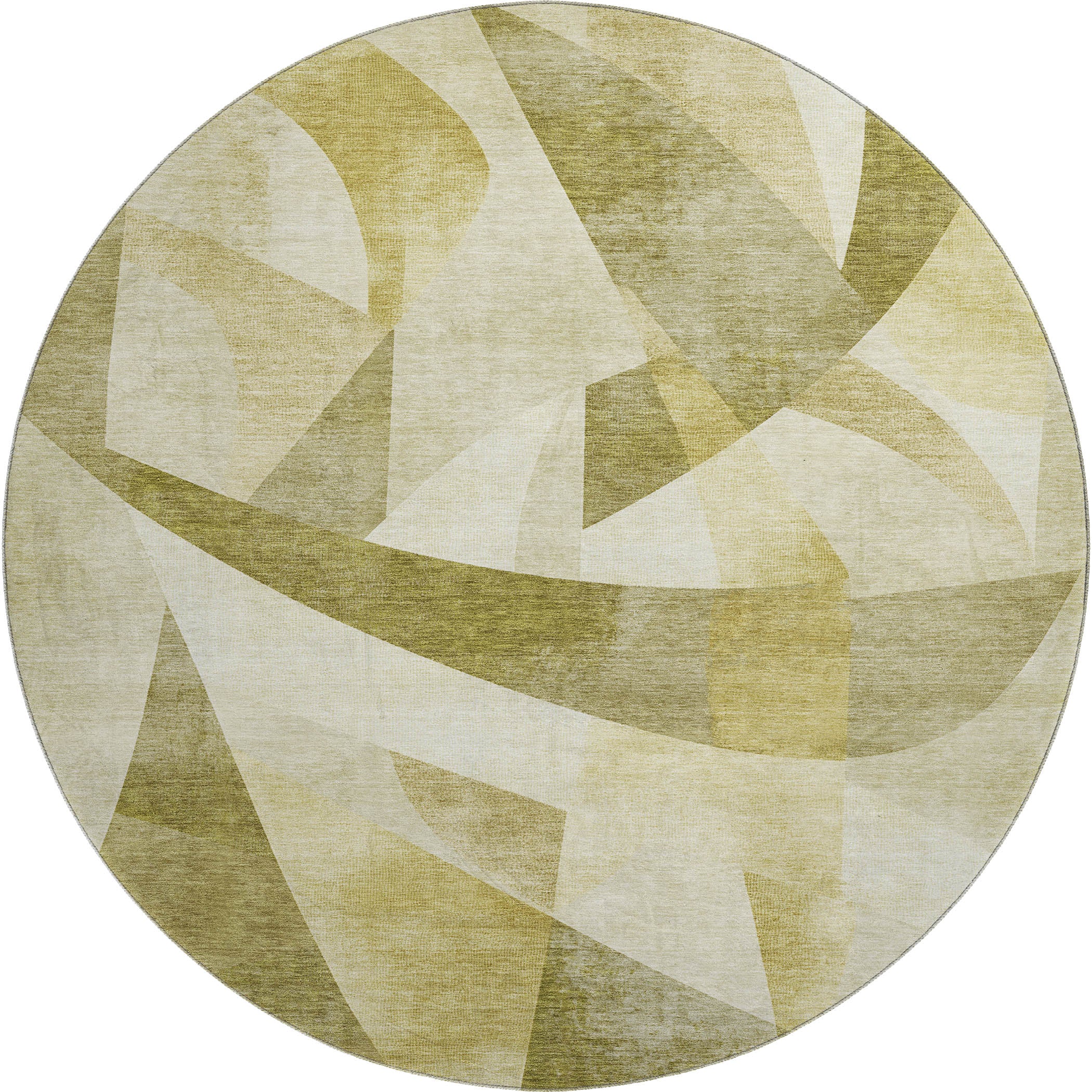 Chiang Mai Machine Washable Transitional Cactus Green Rug 8' x 8' #shape_Round