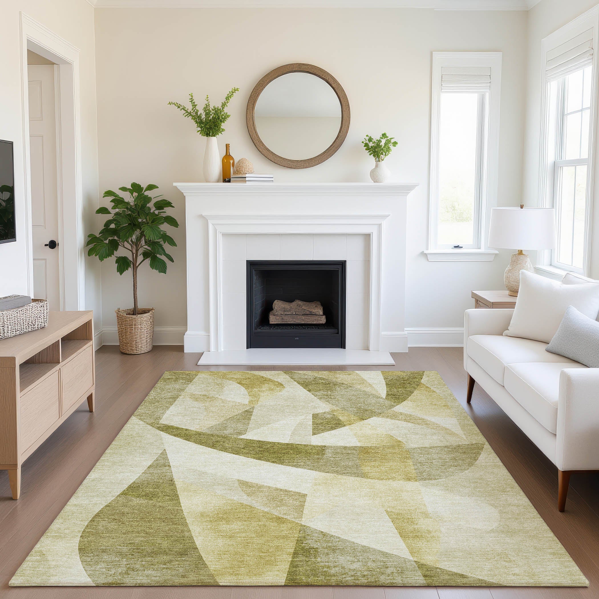 Chiang Mai Machine Washable Transitional Cactus Green Rug 2'6" x 3'10" #shape_Rectangle