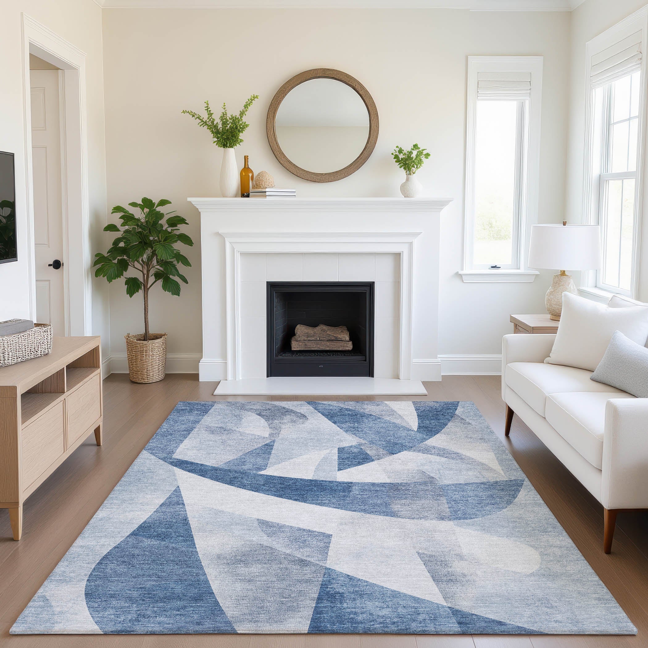 Chiang Mai Machine Washable Transitional Denim Blue Rug 2'6" x 3'10" #shape_Rectangle