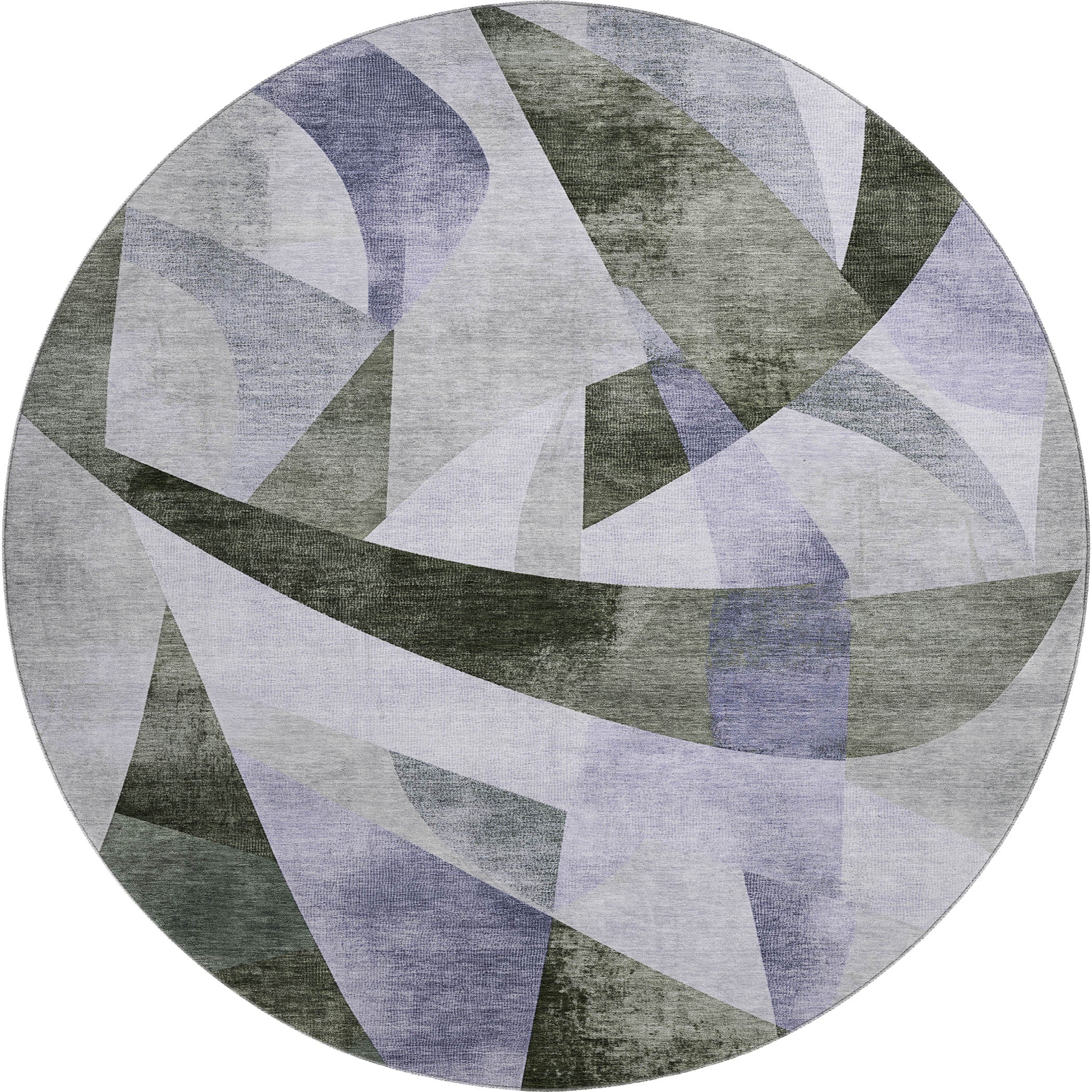 Chiang Mai Machine Washable Transitional Olive Green Rug 8' x 8' #shape_Round