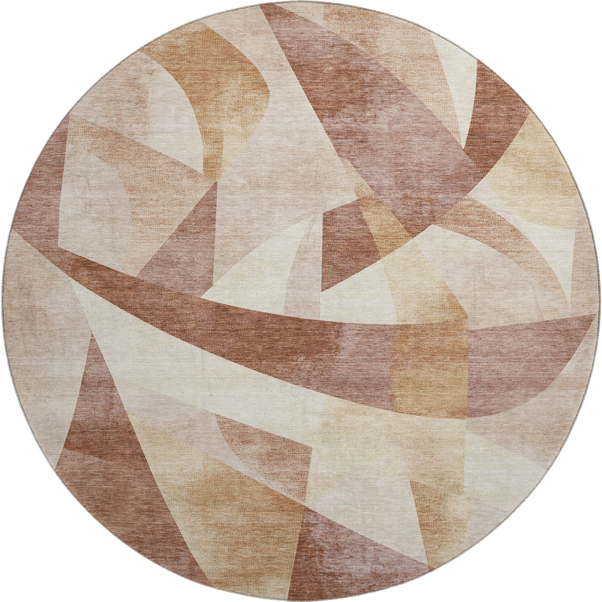 Chiang Mai Machine Washable Transitional Paprika Orange Rug 8' x 8' #shape_Round