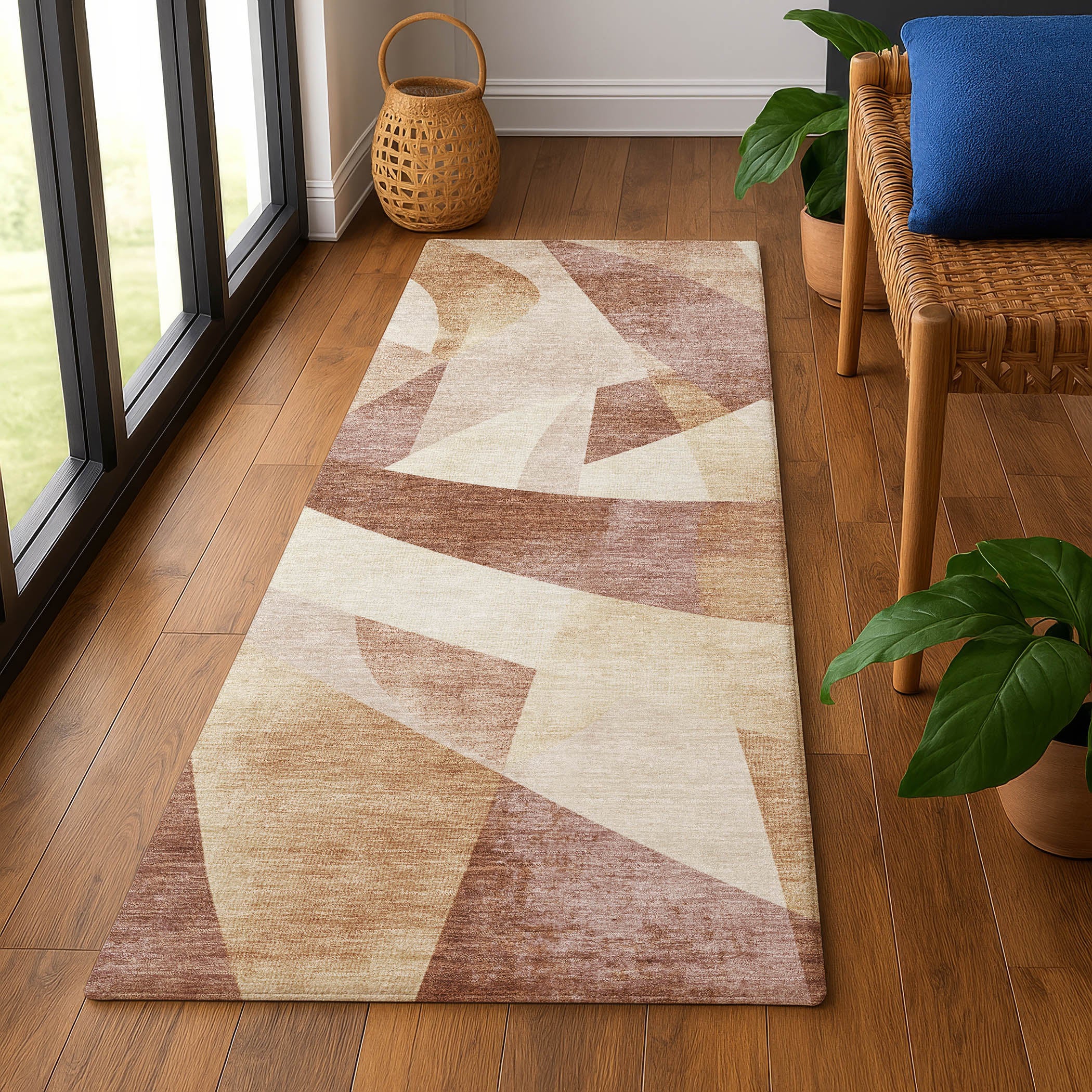 Chiang Mai Machine Washable Transitional Paprika Orange Rug 2'3" x 7'6" #shape_Runner