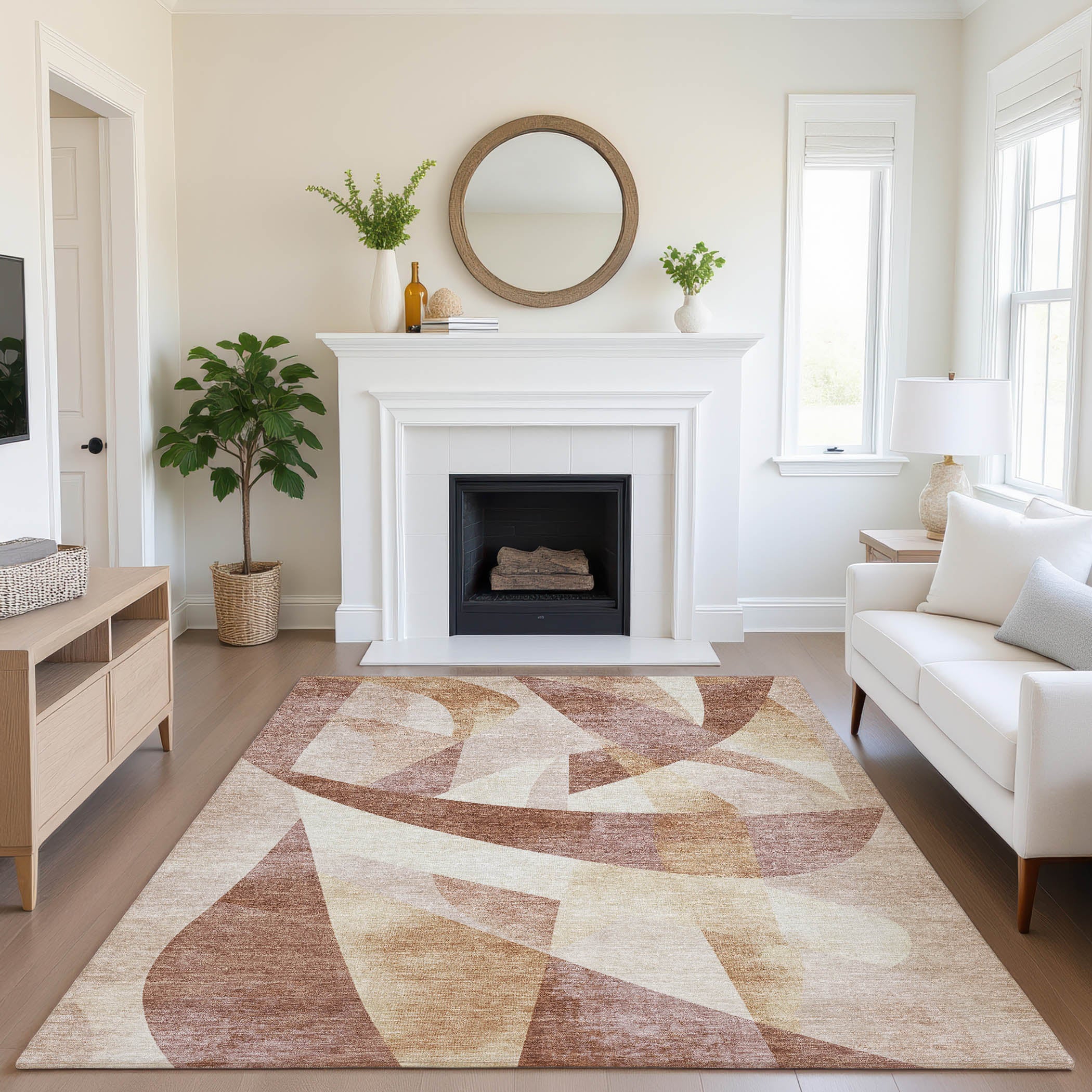 Chiang Mai Machine Washable Transitional Paprika Orange Rug 2'6" x 3'10" #shape_Rectangle