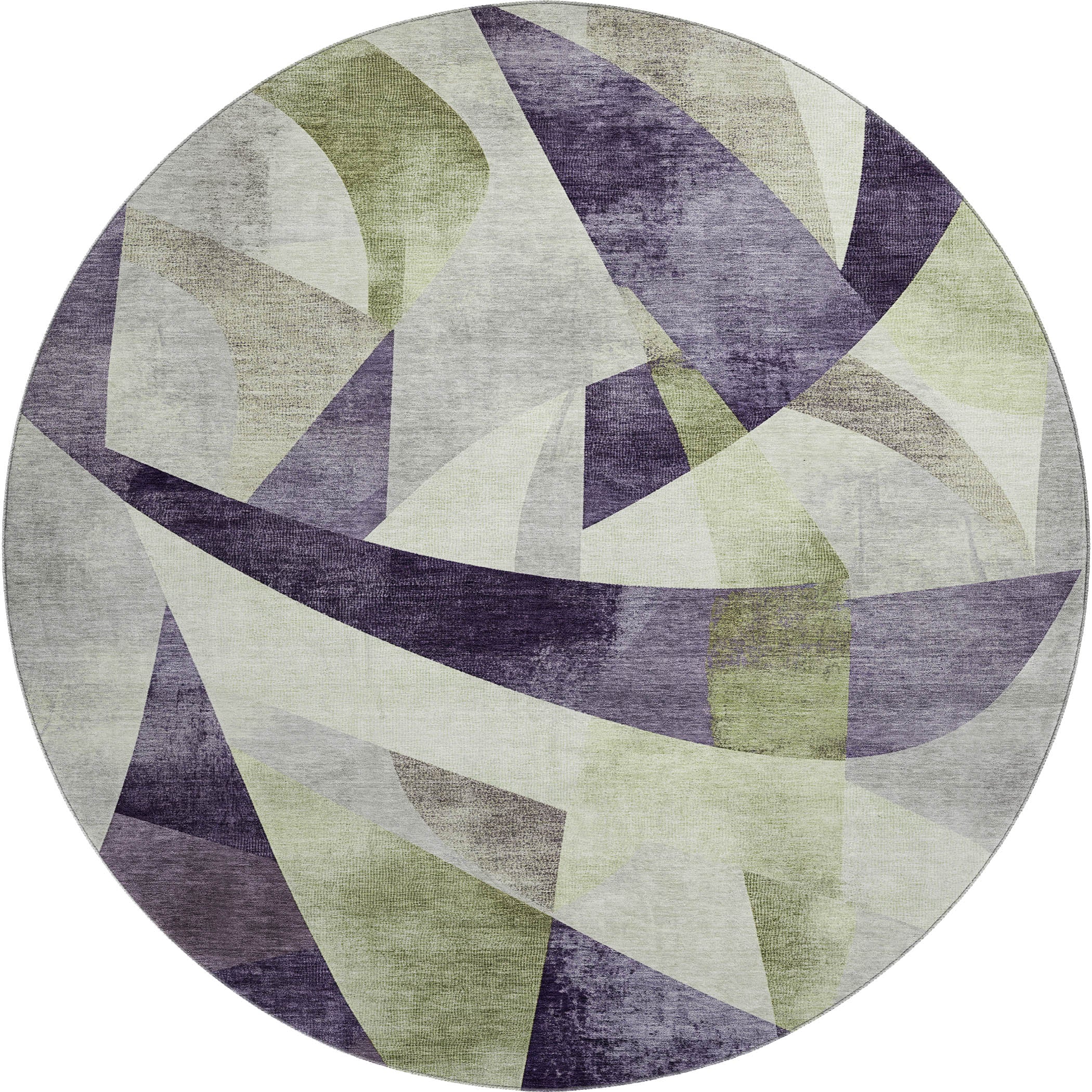 Chiang Mai Machine Washable Transitional Purple Rug 8' x 8' #shape_Round