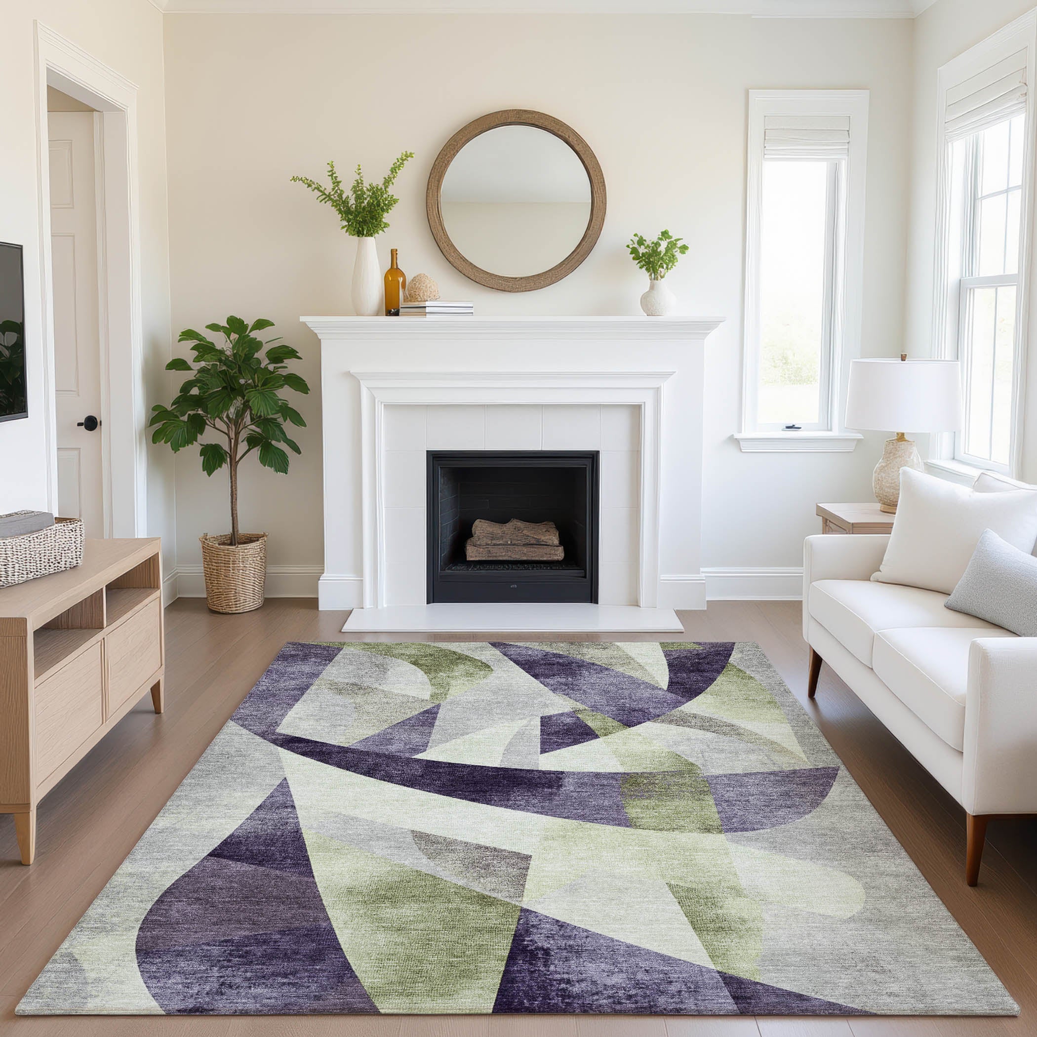 Chiang Mai Machine Washable Transitional Purple Rug 2'6" x 3'10" #shape_Rectangle