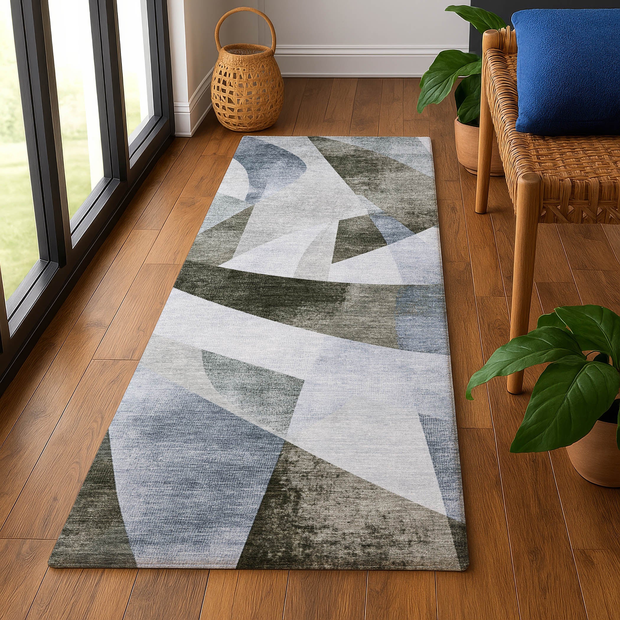 Chiang Mai Machine Washable Transitional Taupe Brown Rug 2'3" x 7'6" #shape_Runner