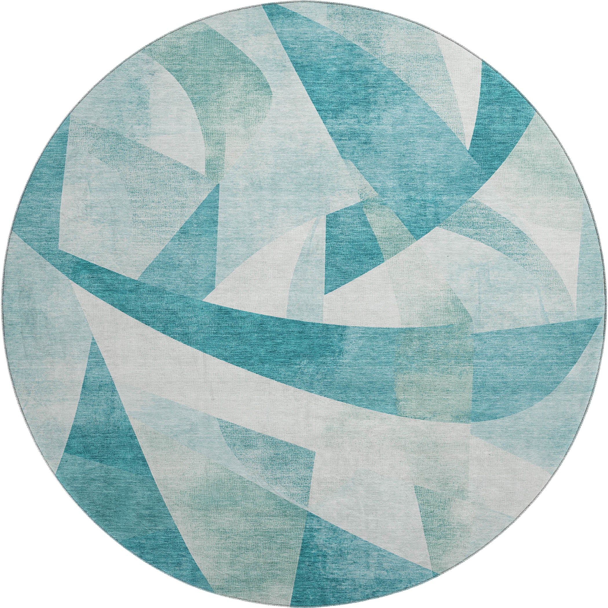 Chiang Mai Machine Washable Transitional Teal Rug 8' x 8' #shape_Round