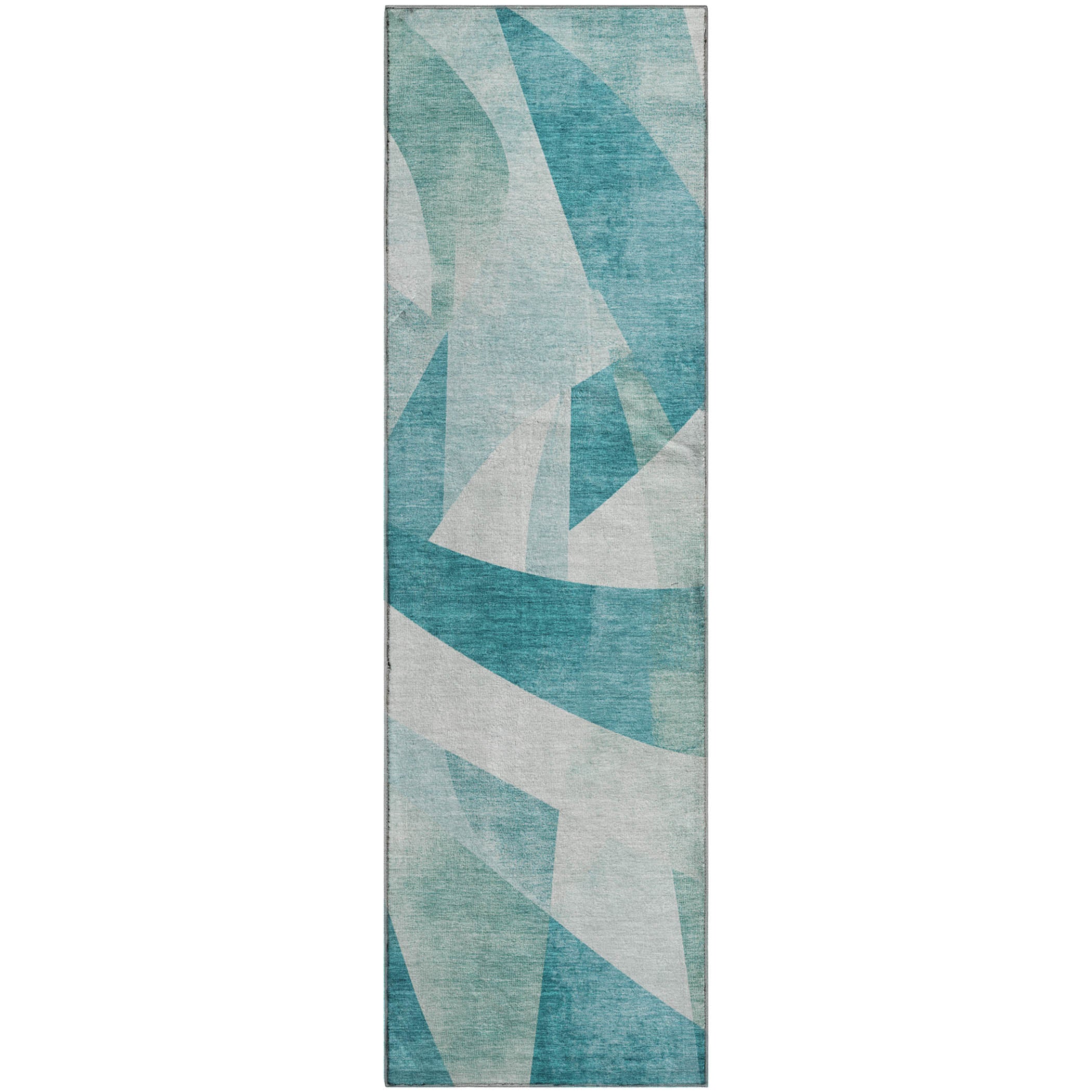 Chiang Mai Machine Washable Transitional Teal Rug 2'3" x 7'6" #shape_Runner