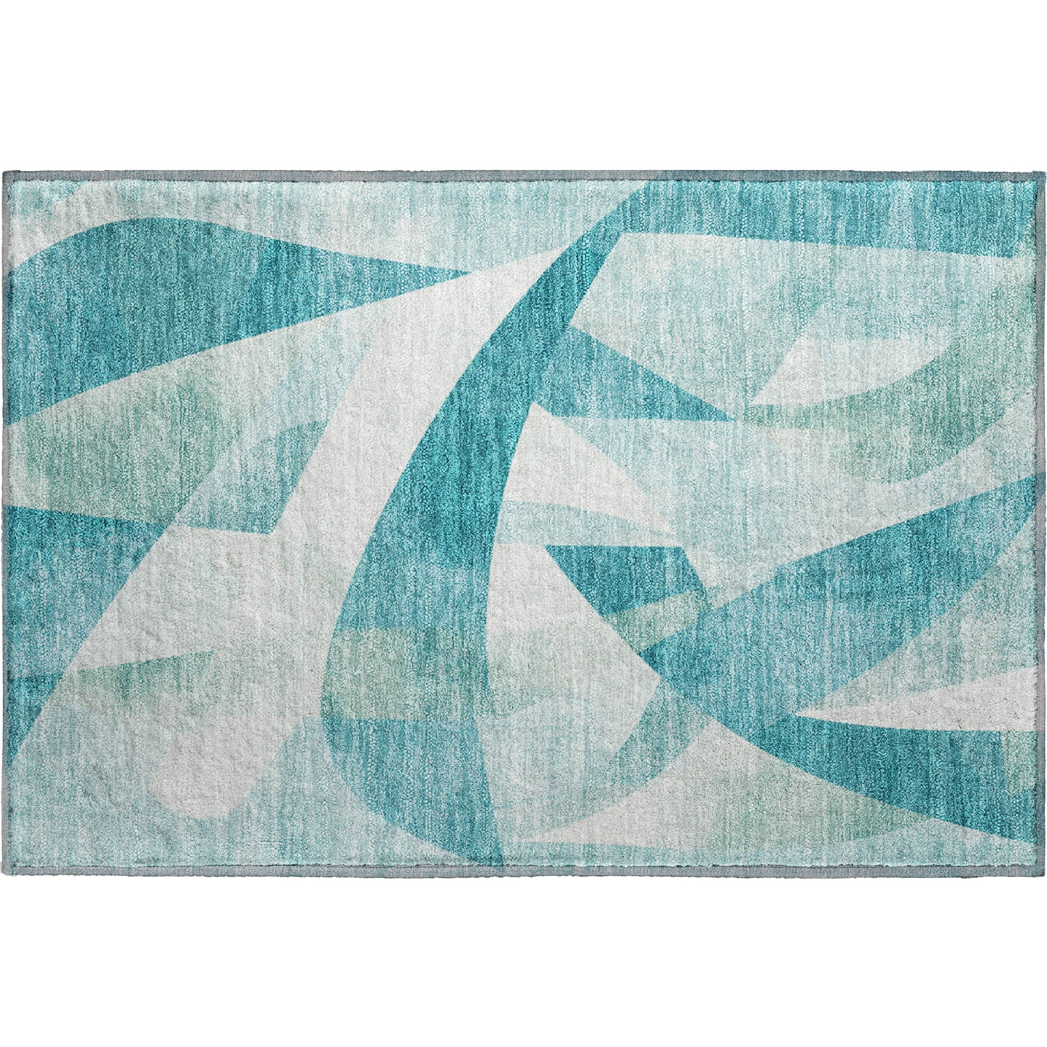 Chiang Mai Machine Washable Transitional Teal Rug 1'8" x 2'6" #shape_Rectangle