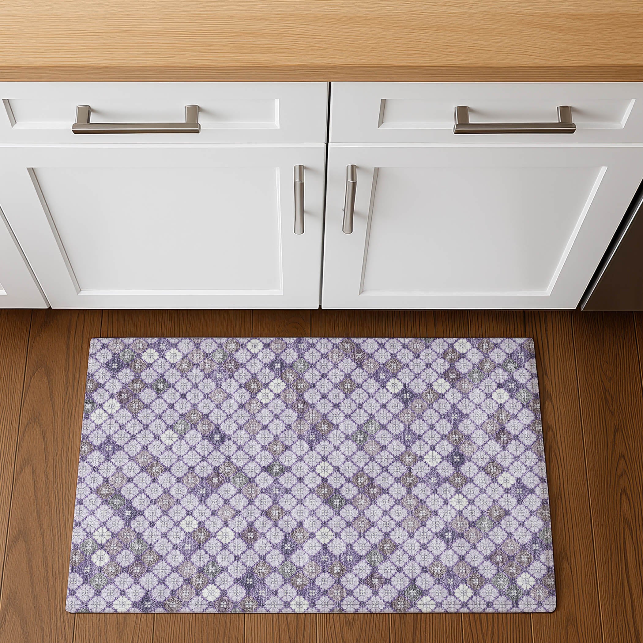 Antigua Machine Washable Transitional Lavender Purple Rug 1'8" x 2'6" #shape_Rectangle