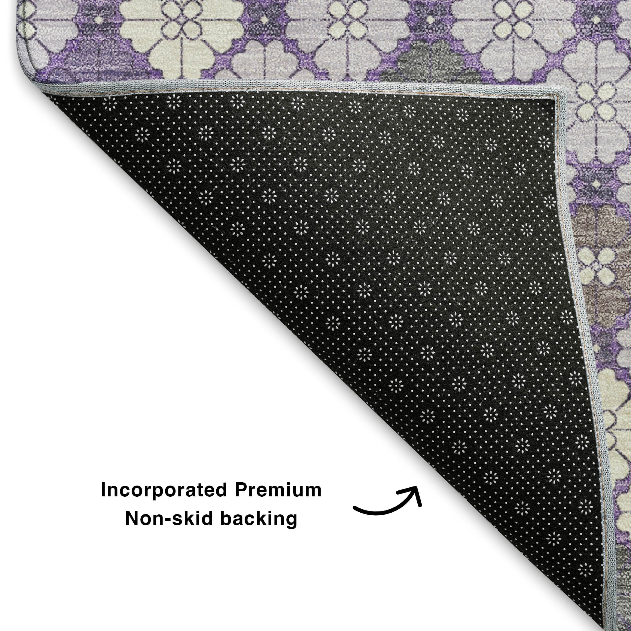 Antigua Machine Washable Transitional Lavender Purple Rug 1'8" x 2'6" #shape_Rectangle
