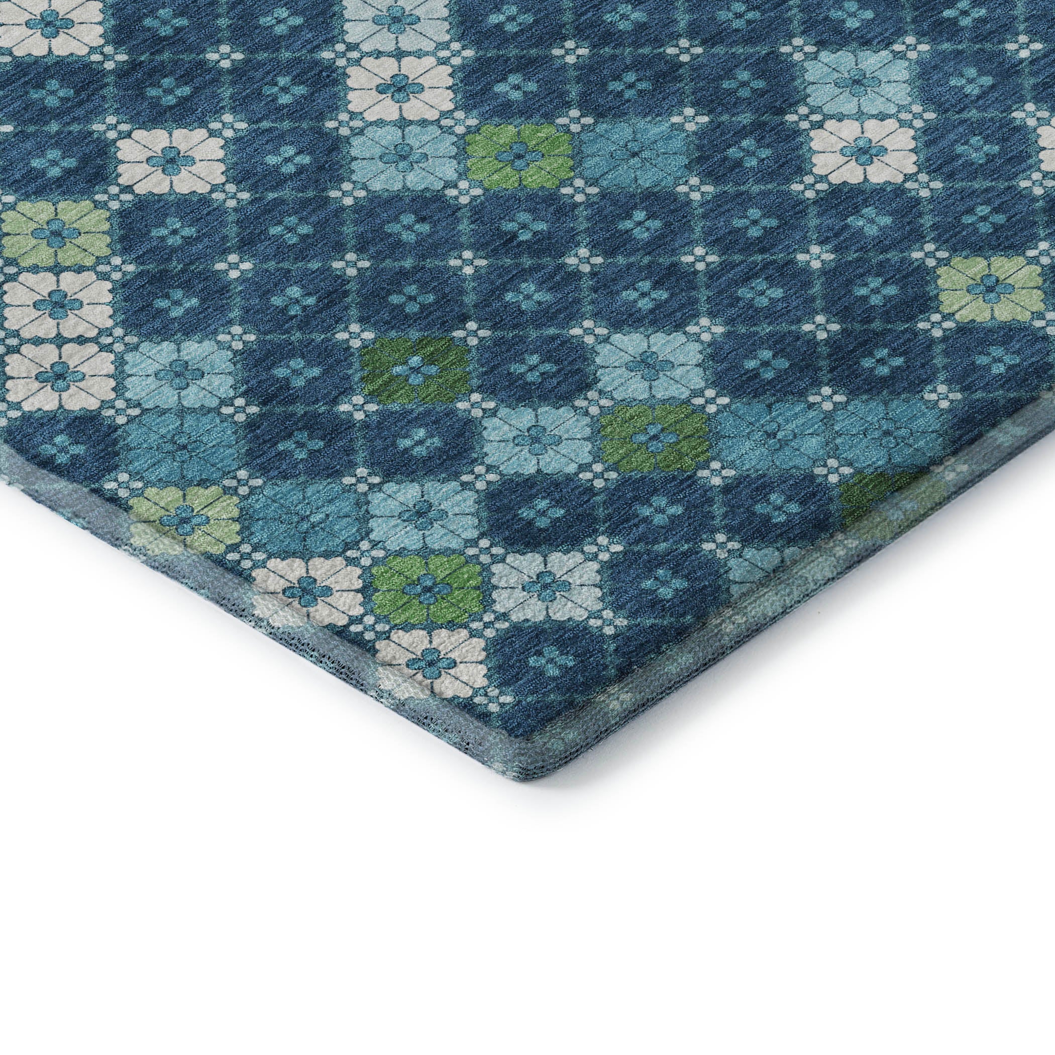 Antigua Machine Washable Transitional Navy Blue Rug 1'8" x 2'6" #shape_Rectangle