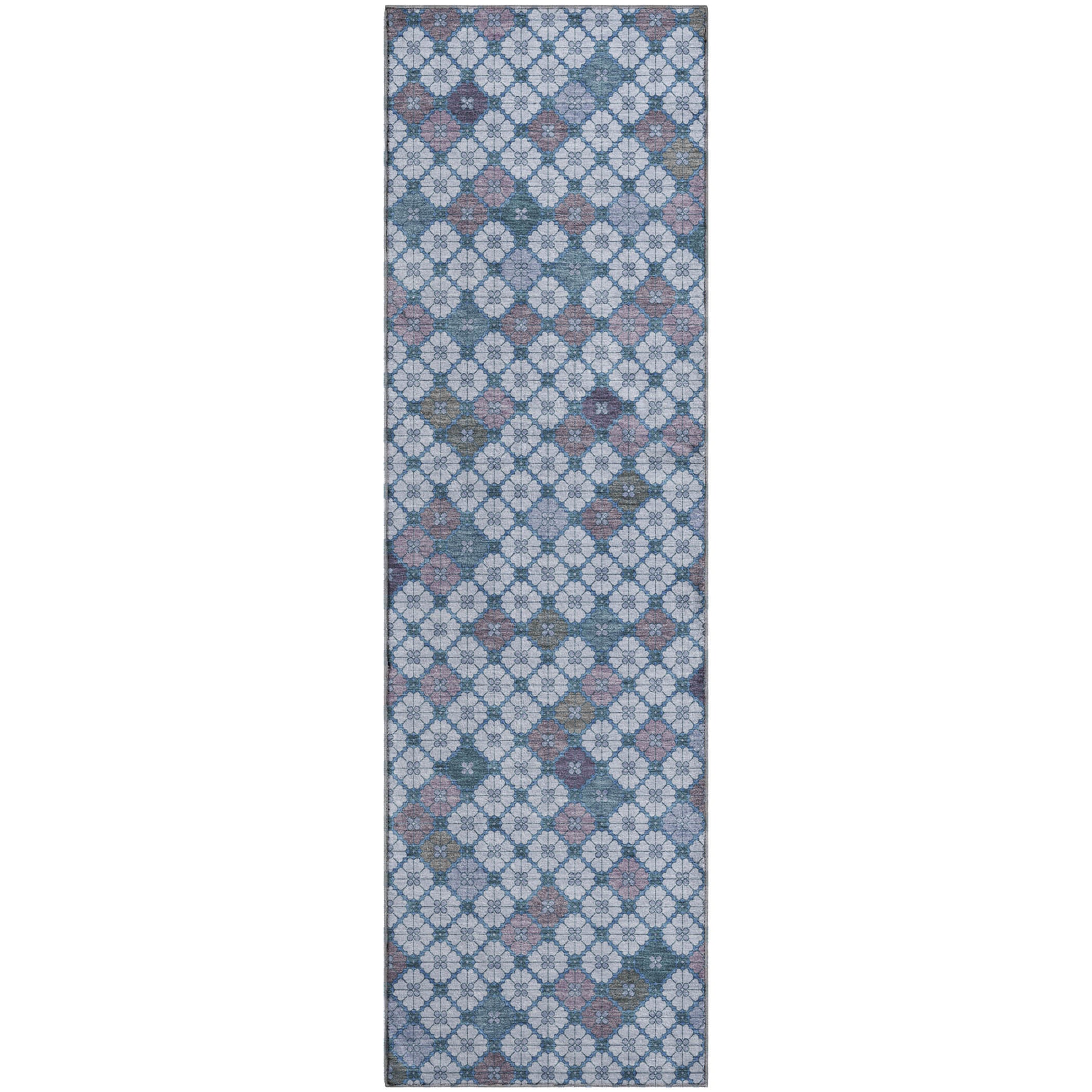 Antigua Machine Washable Transitional Sky Blue Rug 2'3" x 7'6" #shape_Runner