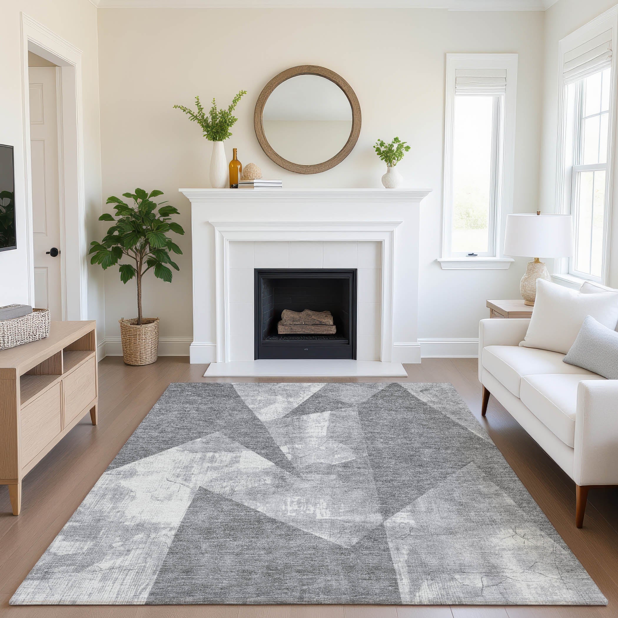 Bergen Machine Washable Transitional Gray Rug 2'6" x 3'10" #shape_Rectangle