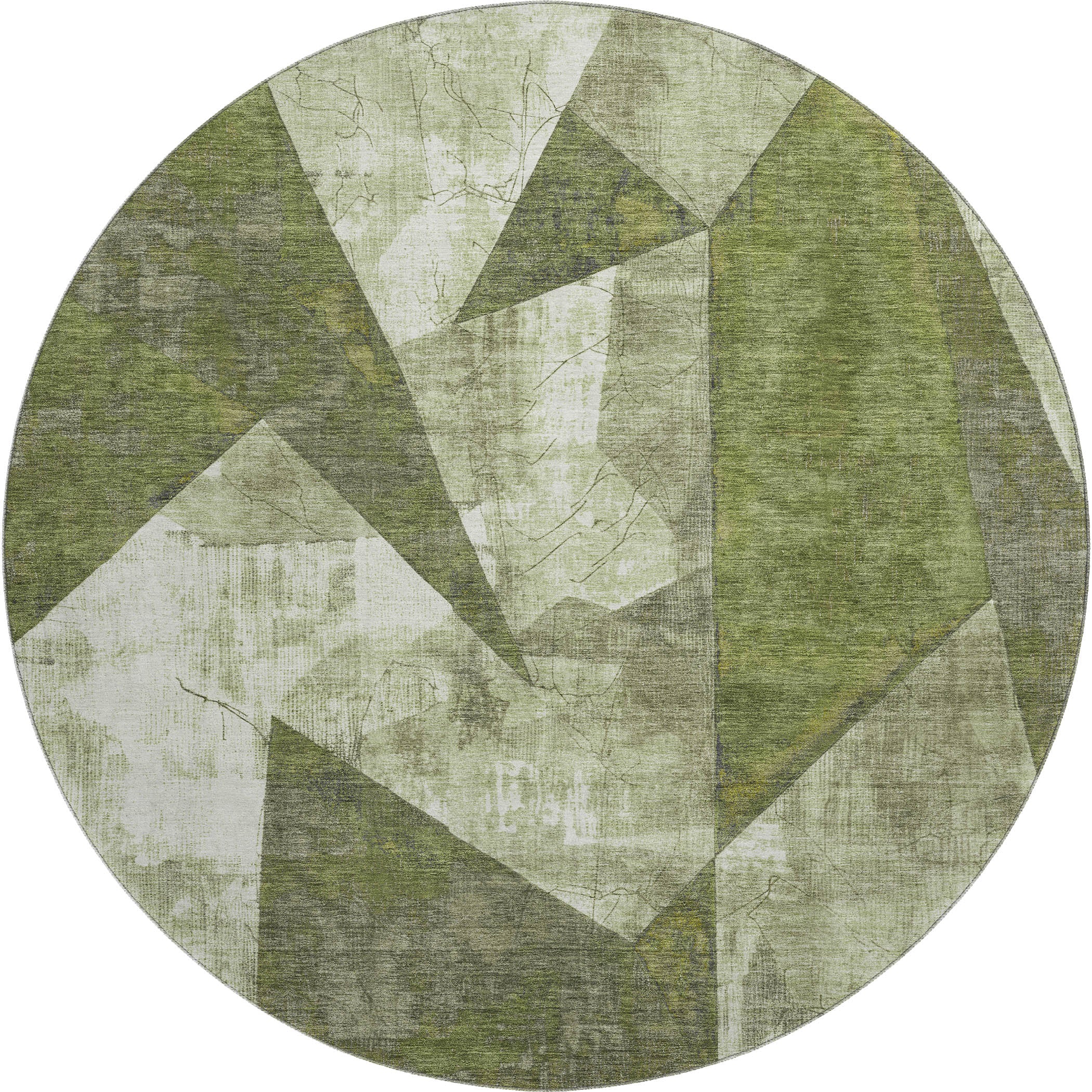 Bergen Machine Washable Transitional Green Rug 8' x 8' #shape_Round