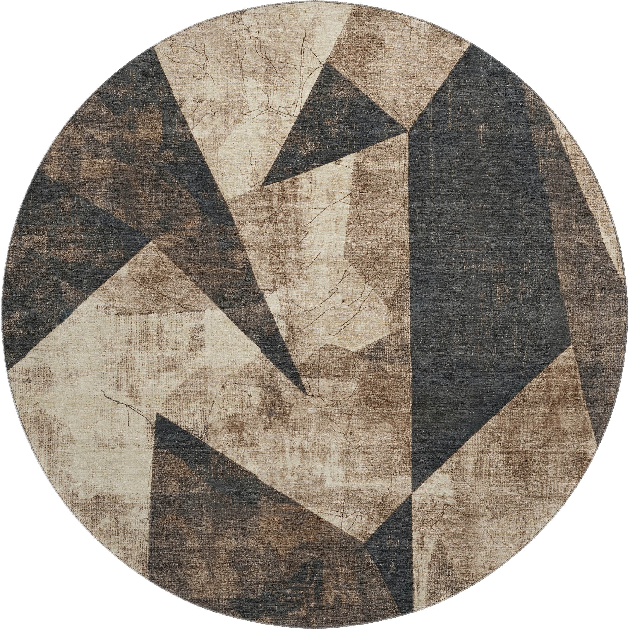 Bergen Machine Washable Transitional Mocha Brown Rug 8' x 8' #shape_Round