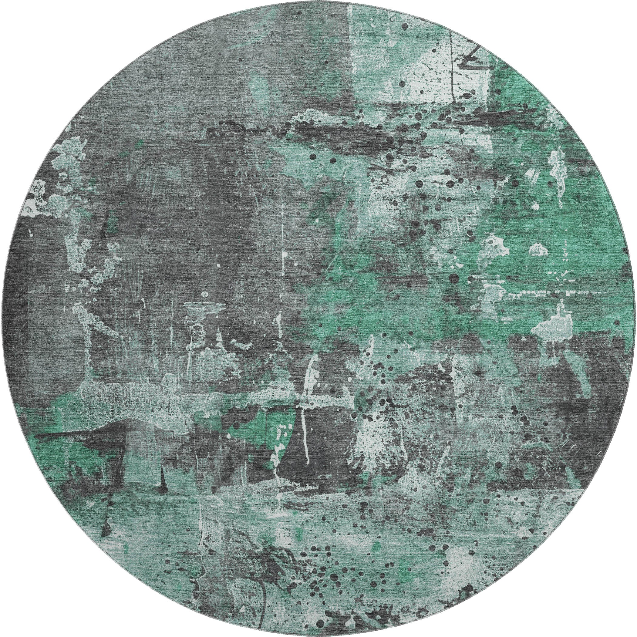 Tbilisi Machine Washable Transitional Green Rug 8' x 8' #shape_Round