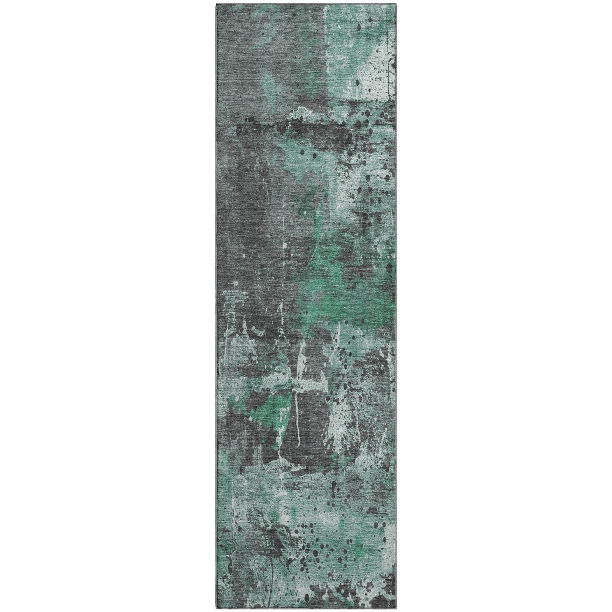 Tbilisi Machine Washable Transitional Green Rug 2'3" x 7'6" #shape_Runner