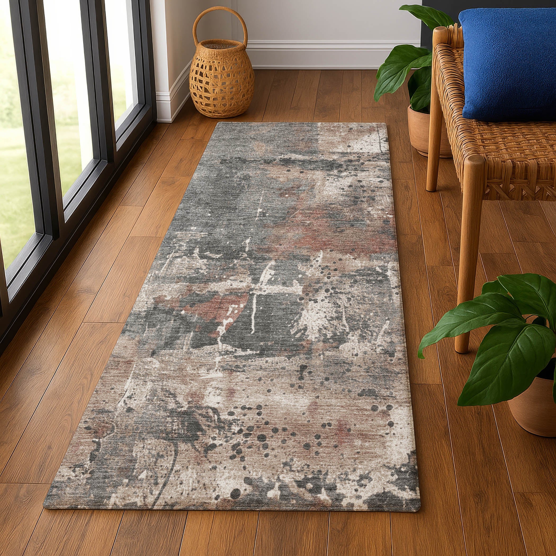 Tbilisi Machine Washable Transitional Paprika Orange Rug 2'3" x 7'6" #shape_Runner
