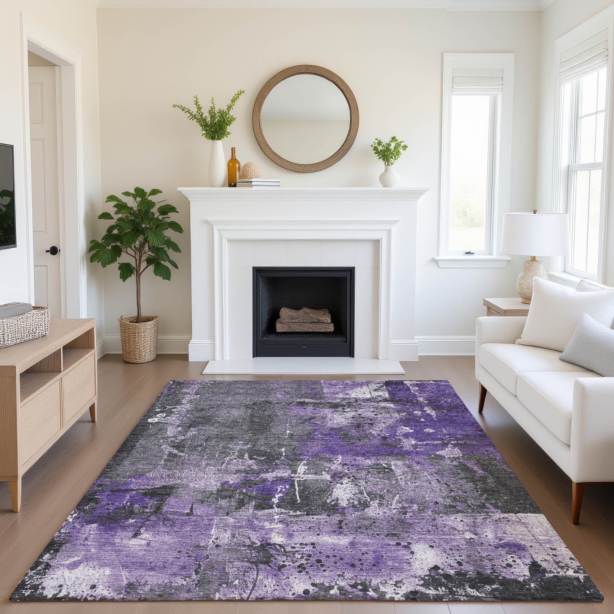 Tbilisi Machine Washable Transitional Purple Rug 2'6" x 3'10" #shape_Rectangle