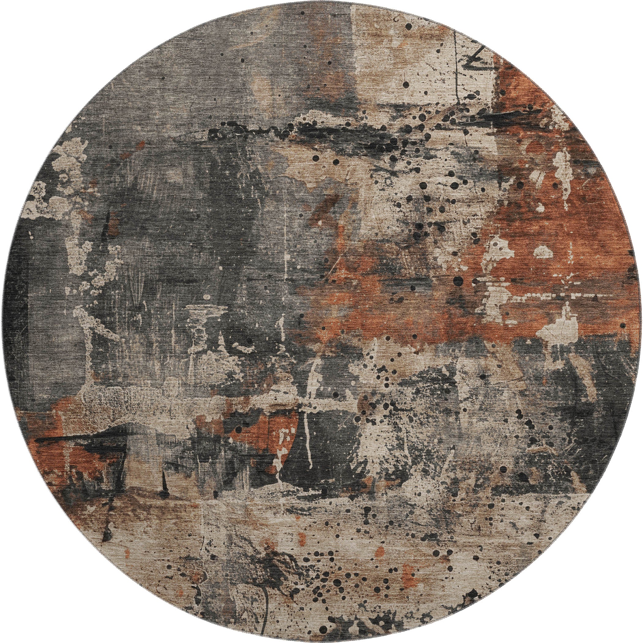 Tbilisi Machine Washable Transitional Taupe Brown Rug 8' x 8' #shape_Round