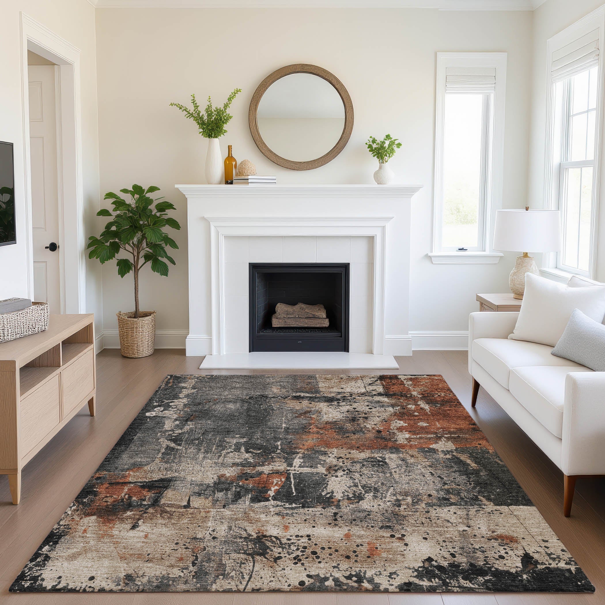 Tbilisi Machine Washable Transitional Taupe Brown Rug 2'6" x 3'10" #shape_Rectangle