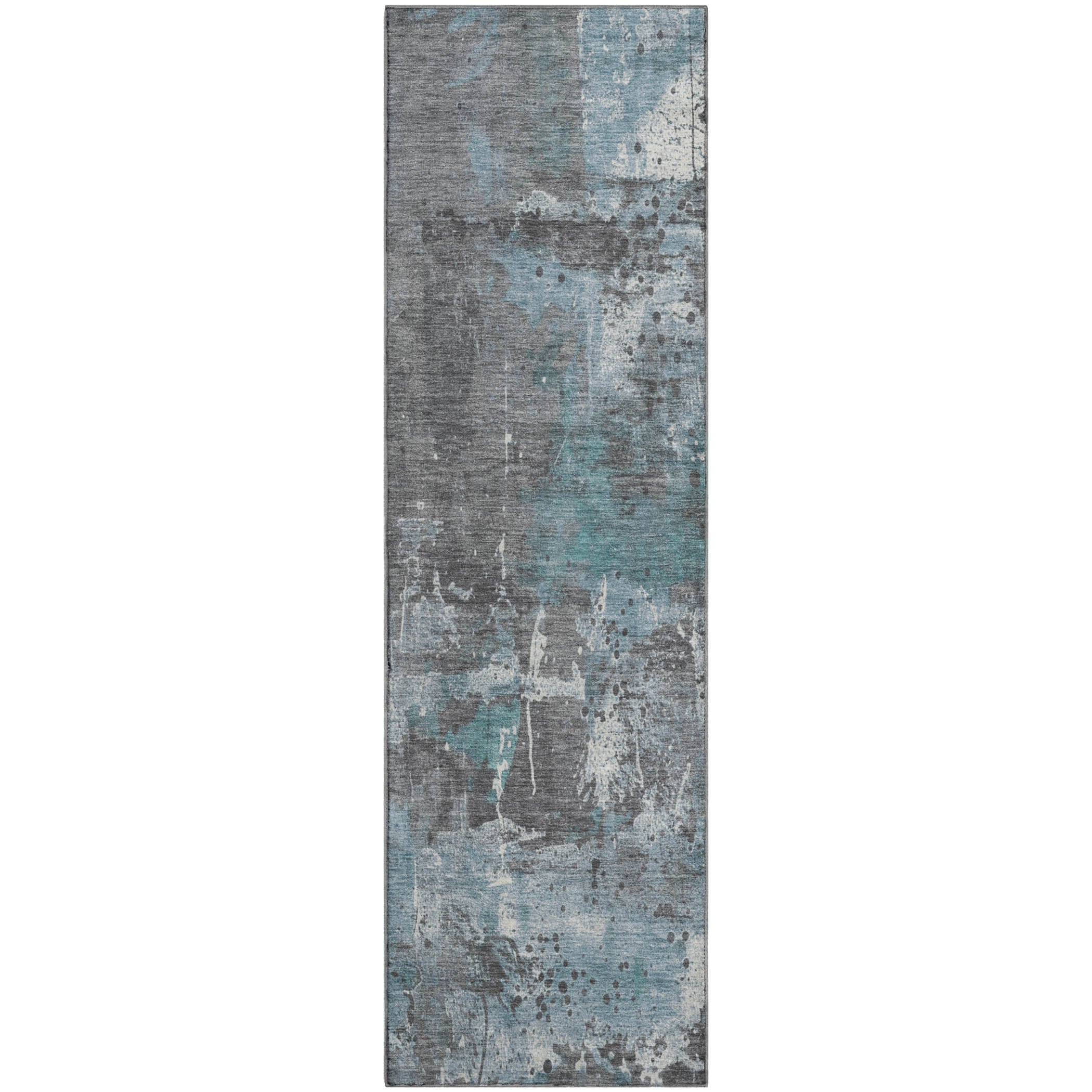 Tbilisi Machine Washable Transitional Teal Rug 2'3" x 7'6" #shape_Runner