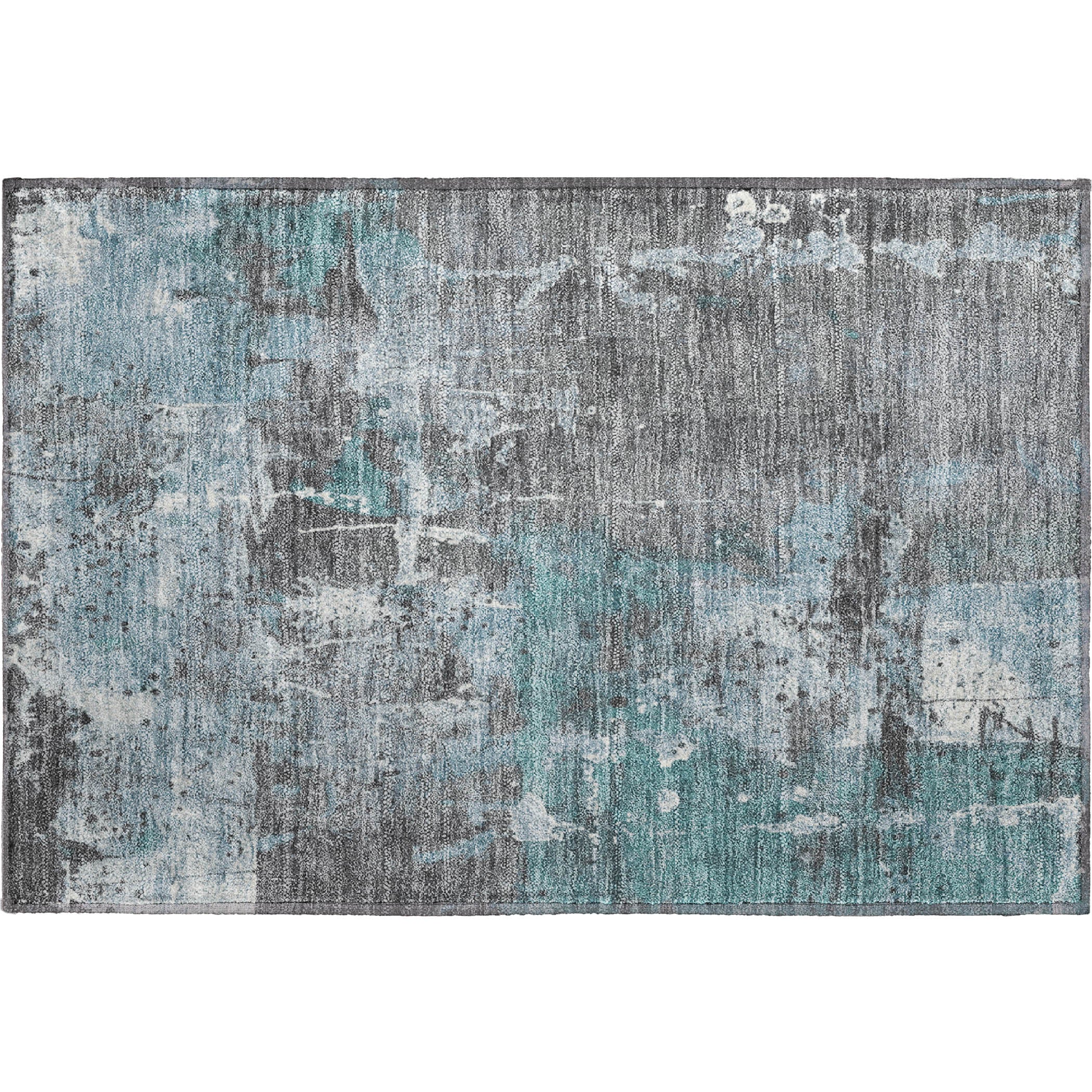 Tbilisi Machine Washable Transitional Teal Rug 1'8" x 2'6" #shape_Rectangle
